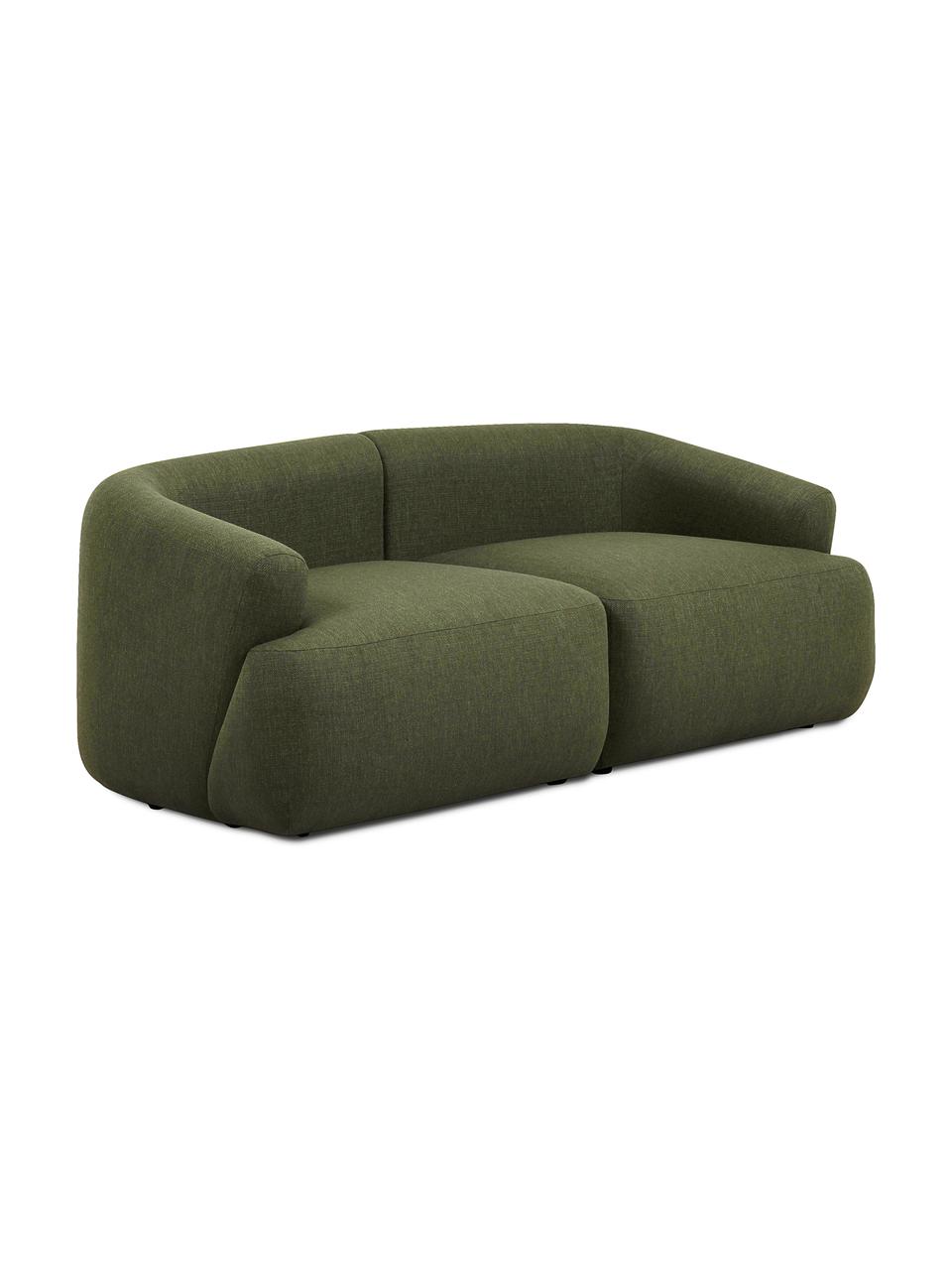 Sofa modułowa Sofia (2-osobowa), Tapicerka: 100% polipropylen Dzięki , Stelaż: lite drewno sosnowe, płyt, Nogi: tworzywo sztuczne, Zielona tkanina, S 192 x G 95 cm