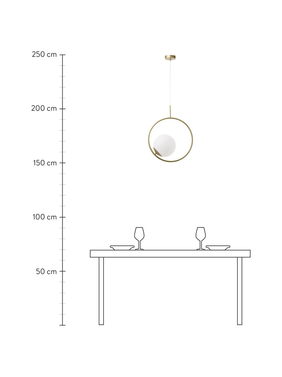 Lampa wisząca ze szkła dymionego Chloe, Biały, mosiądz, S 40 x W 51 cm