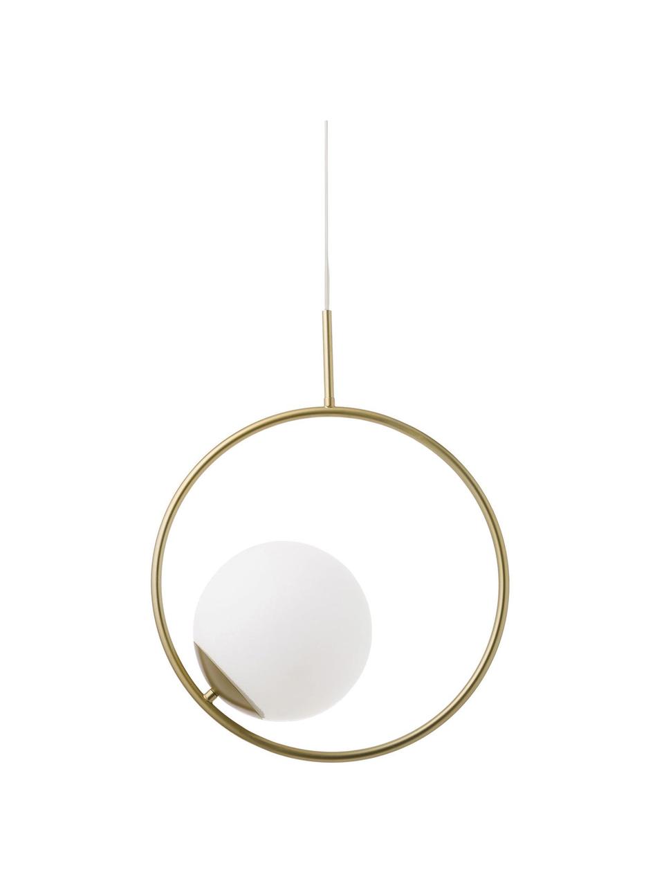 Závesná lampa z opálového skla Chloe, Biela, mosadzná, Š 40 x V 51 cm