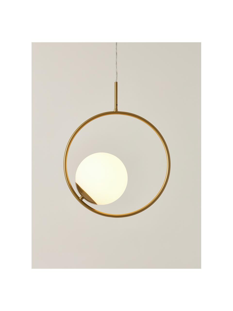 Hanglamp Chloe van opaalglas, Lampenkap: opaalglas, Goudkleurig, B 40 x H 51 cm