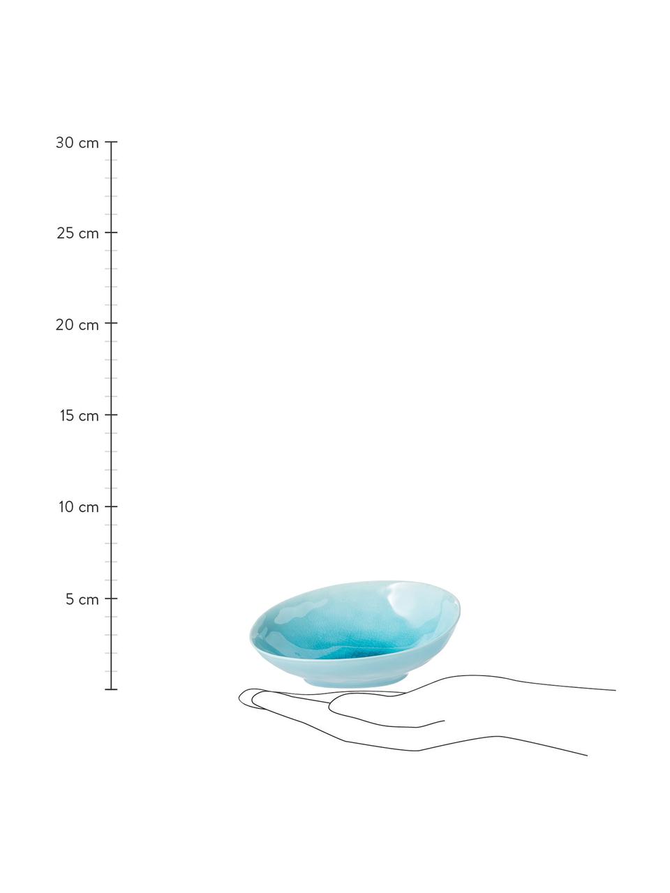 Ciotola con smalto craquelé à la Plage, Porcellana, smalto craquele, Turchese, Larg. 18 x Lung. 20 cm