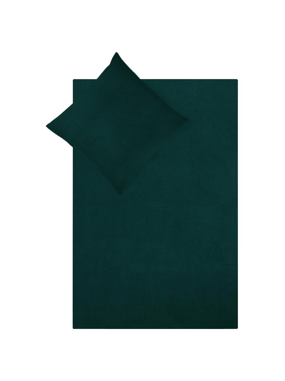 Flanelová posteľná bielizeň Erica, Lesná zelená, 155 x 220 cm, 2 diely