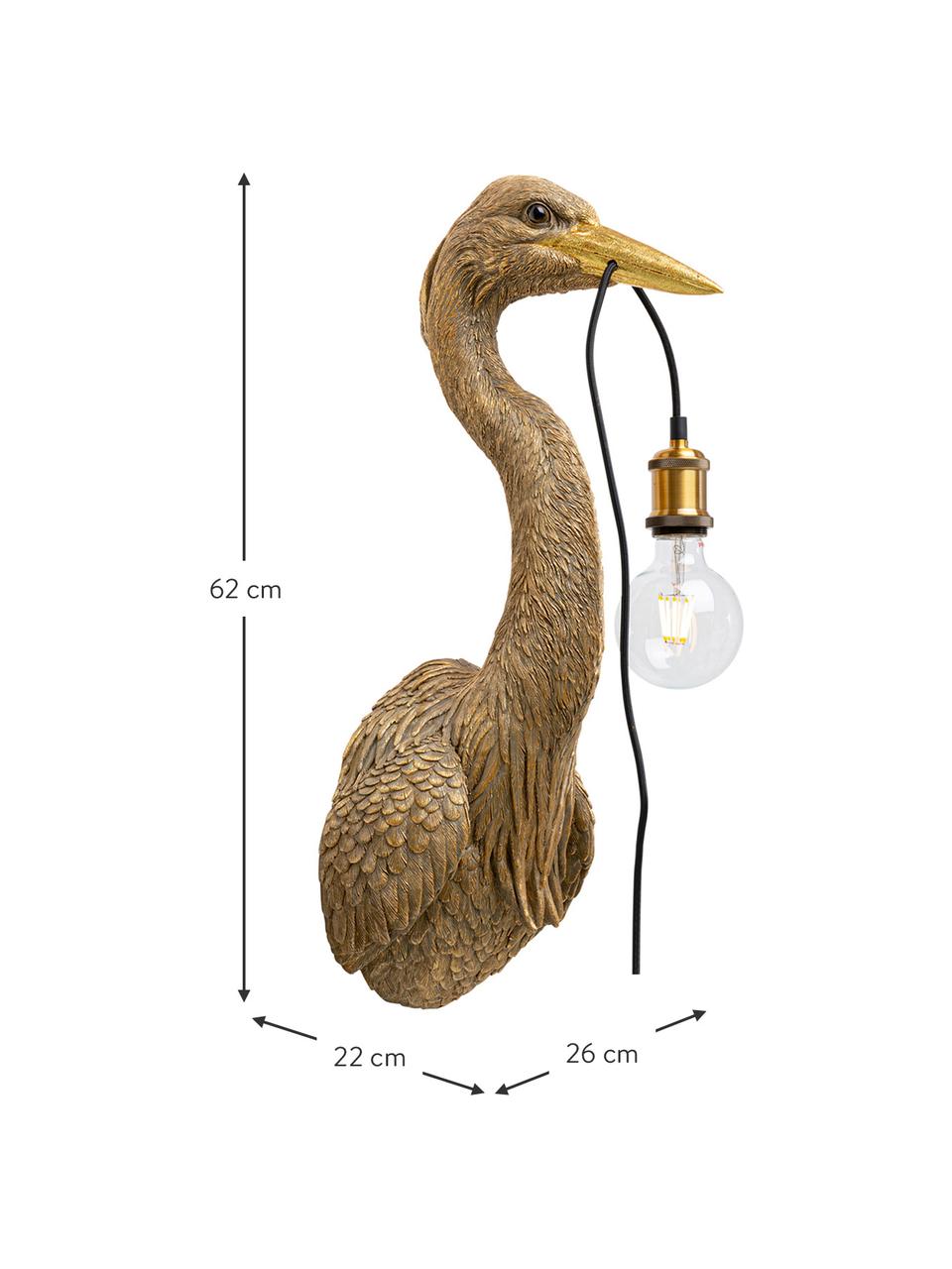 Velké ručně vyrobené nástěnné svítidlo se zástrčkou Heron, Hnědá, H 26 cm, V 62 cm