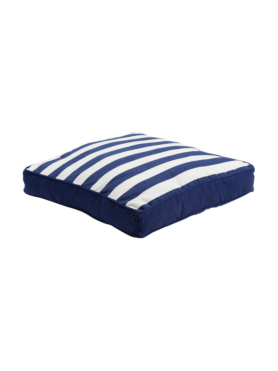 Coussin de chaise à rayures Mason, Bleu marine, blanc crème