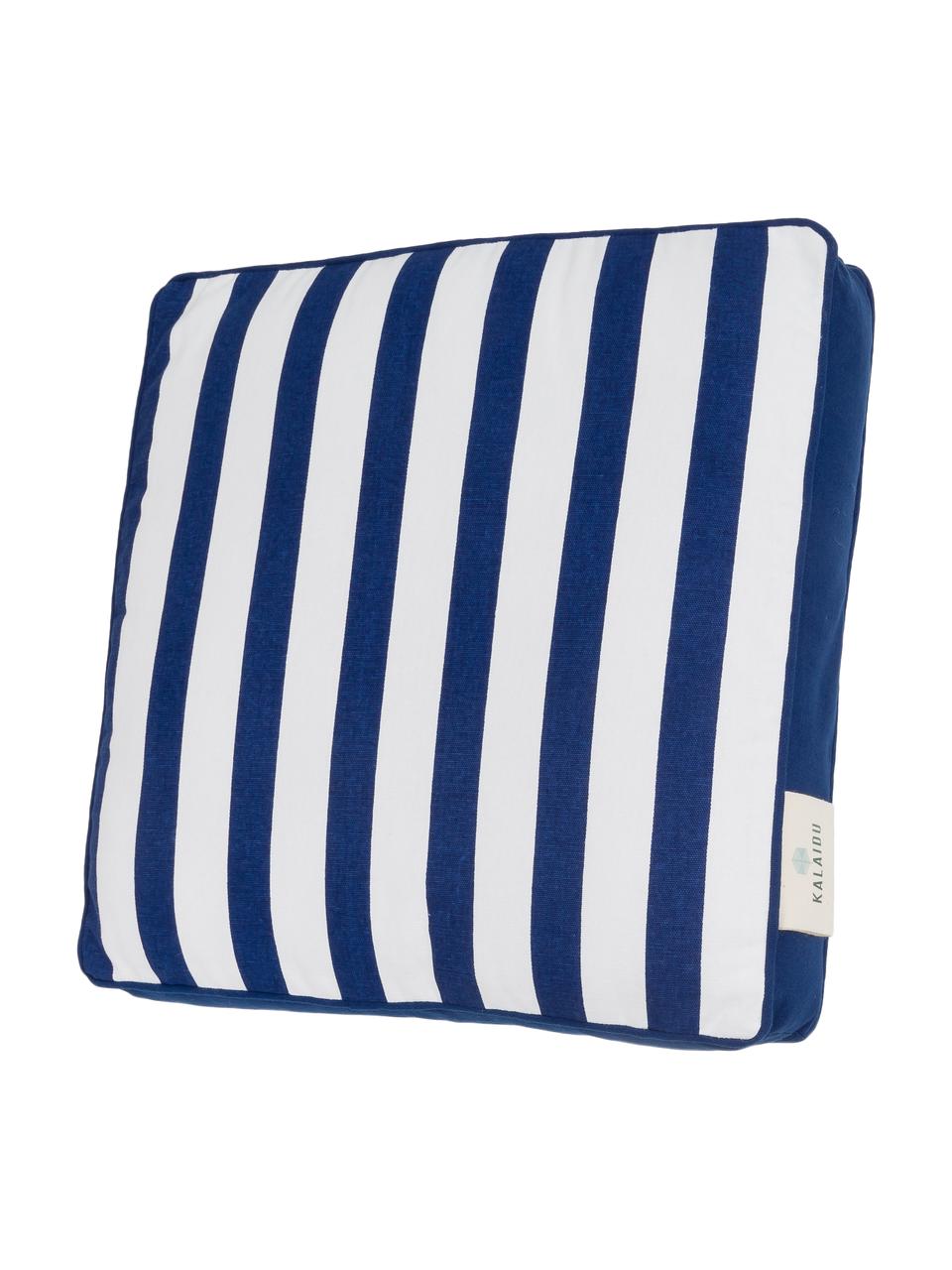 Cojín de asiento Mason, Funda: 100% algodón, Azul marino, blanco crema, An 40 x L 40 cm