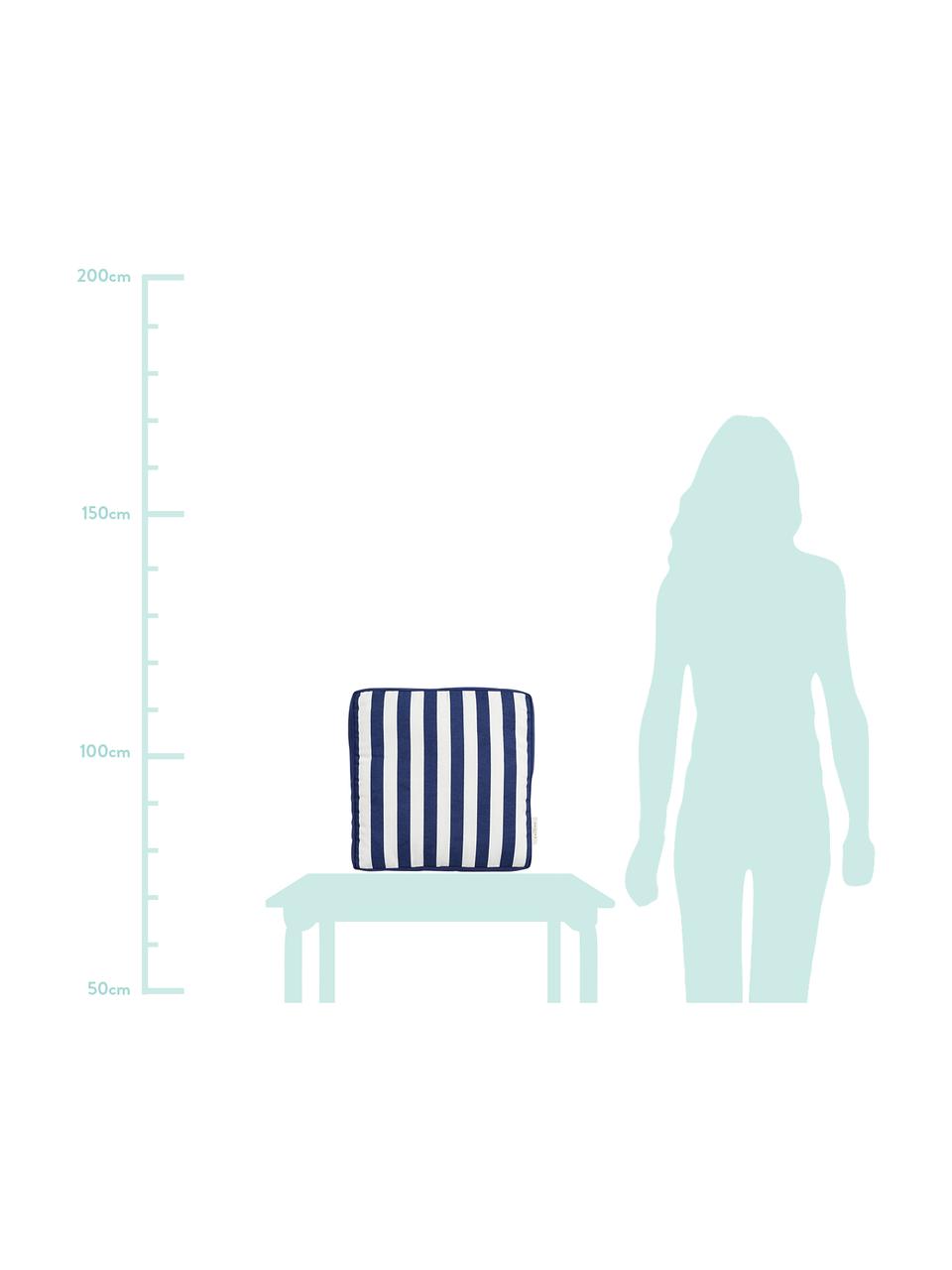 Cojín de asiento Mason, Funda: 100% algodón, Azul marino, blanco crema, An 40 x L 40 cm