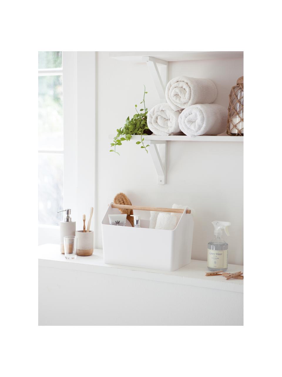 Cesta Favori, Cesta: polipropileno, Asa: madera, Blanco, madera clara, An 37 x Al 24 cm