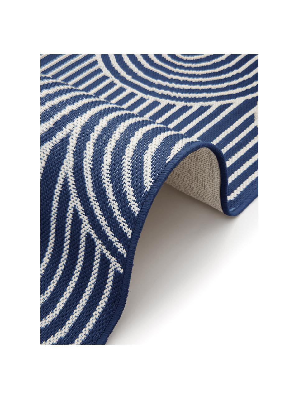 In- & outdoor vloerkleed Arches in blauw/wit, 86% polypropyleen, 14% polyester, Blauw, wit, B 200 x L 290 cm (maat L)