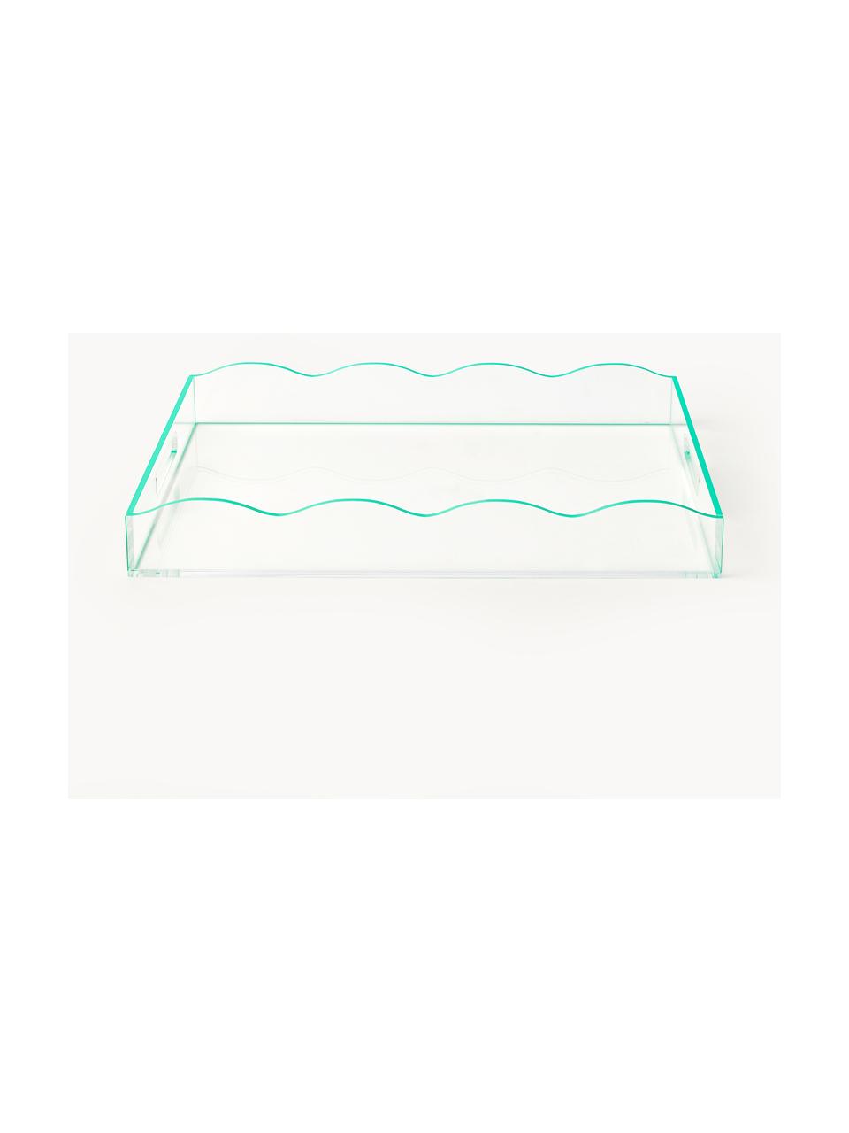 Plateau décoratif avec bord ondulé Elsa, Verre acrylique, Transparent, larg. 36 x prof. 25 cm