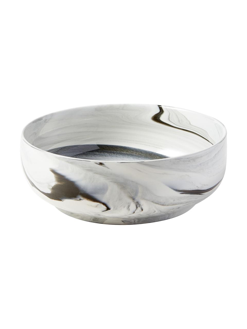 Plateau décoratif aspect marbre Livana, Porcelaine, Gris, Ø 25 x haut. 9 cm