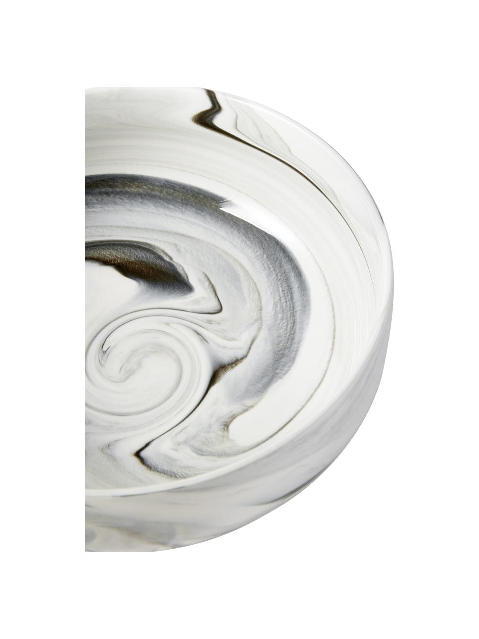 Bol decorativo look mármol Livana, Porcelana, Gris, Ø 25 x Al 9 cm