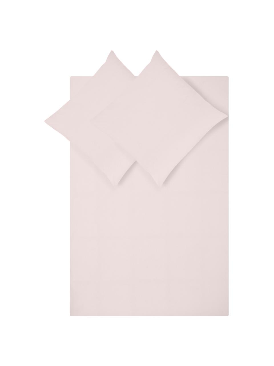 Housse de couette en percale de coton rose Elsie, Rose, larg. 240 x long. 220 cm