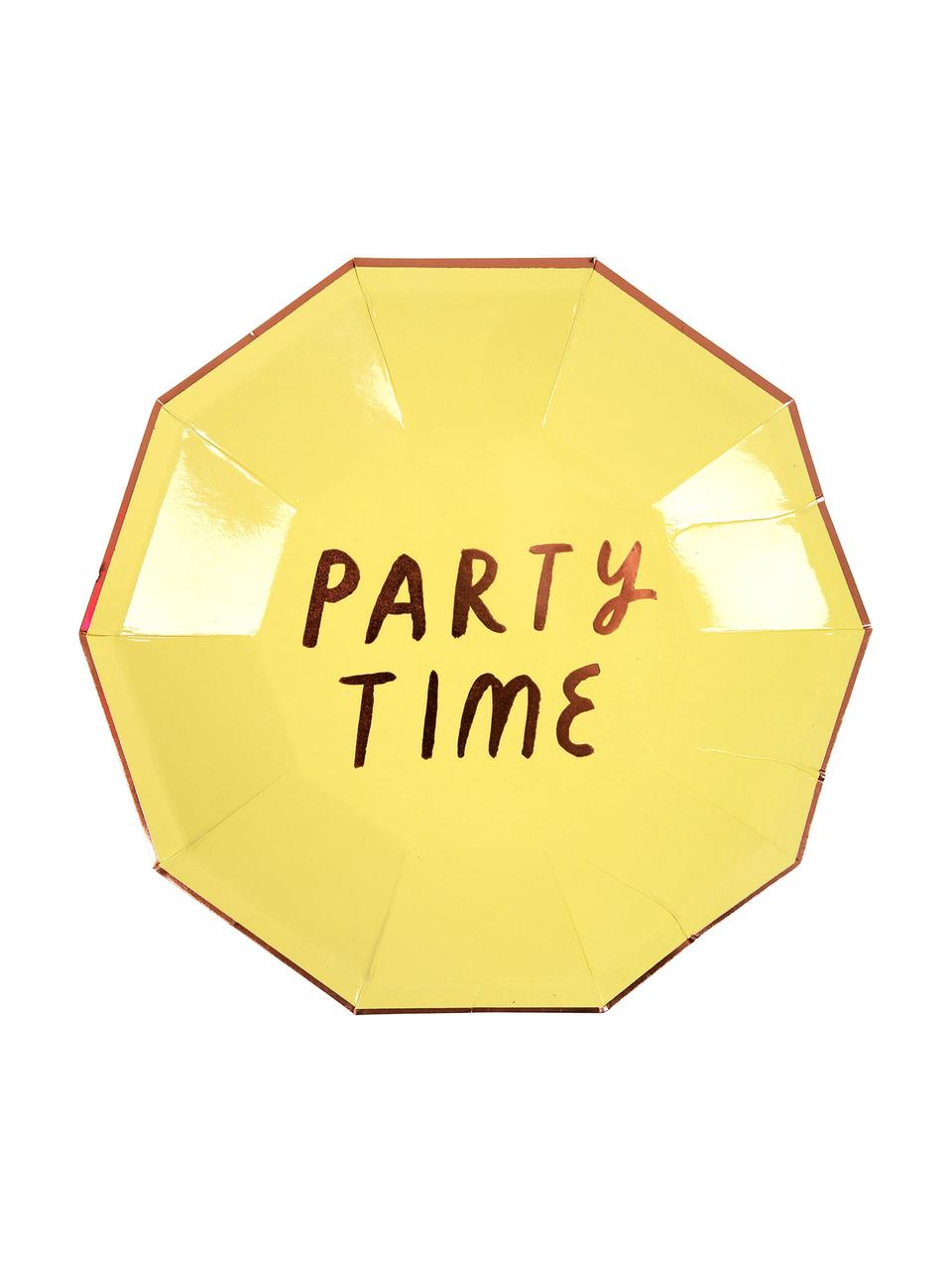 Papieren borden Partytime, 8-delig, Gecoat papier, Lila, geel, lichtblauw, roze, 19 x 19 cm