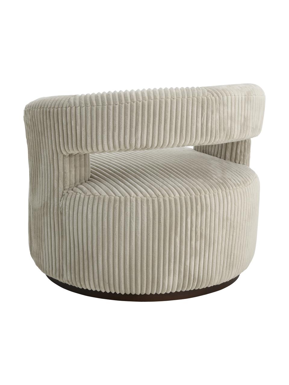 Poltroncina in velluto a coste Jona, Rivestimento: 100 % poliestere, Struttura: legno di pino certificato, Velluto a coste beige, Larg. 84 x Prof. 80 cm