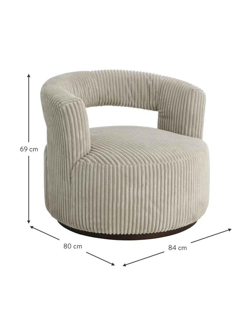 Corduroy loungefauteuil Jona, Bekleding: 100% polyester, Frame: grenenhout, FSC-gecertifi, Corduroy beige, B 84 x D 80 cm