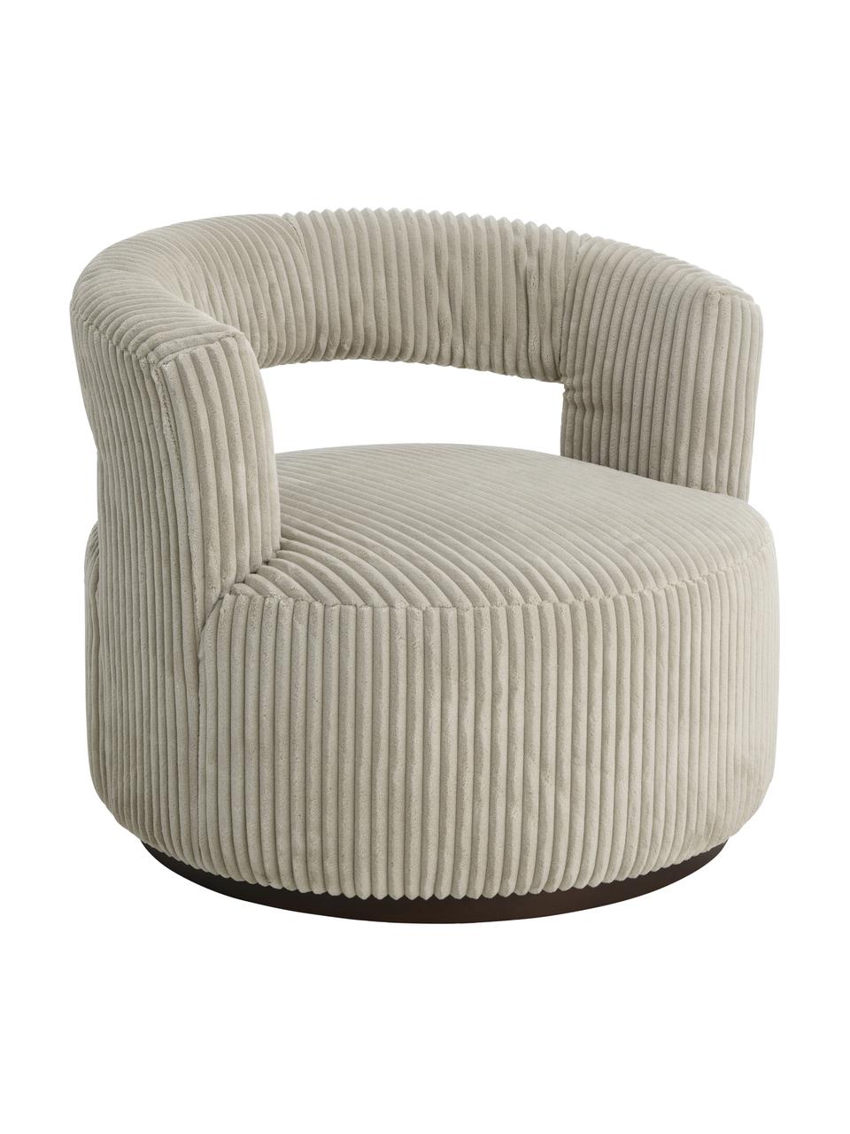 Fauteuil lounge velours côtelé Jona, Velours côtelé beige, larg. 84 x prof. 80 cm