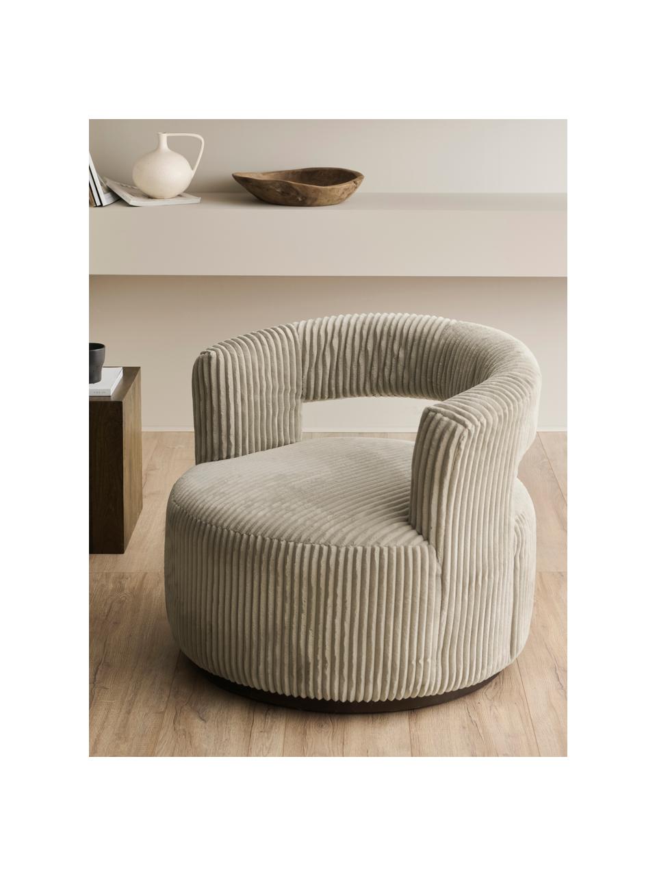 Cord-Loungesessel Jona, Bezug: 100 % Polyester, Gestell: Kiefernholz, Sperrholz Di, Cord Beige, B 84 x T 80 cm