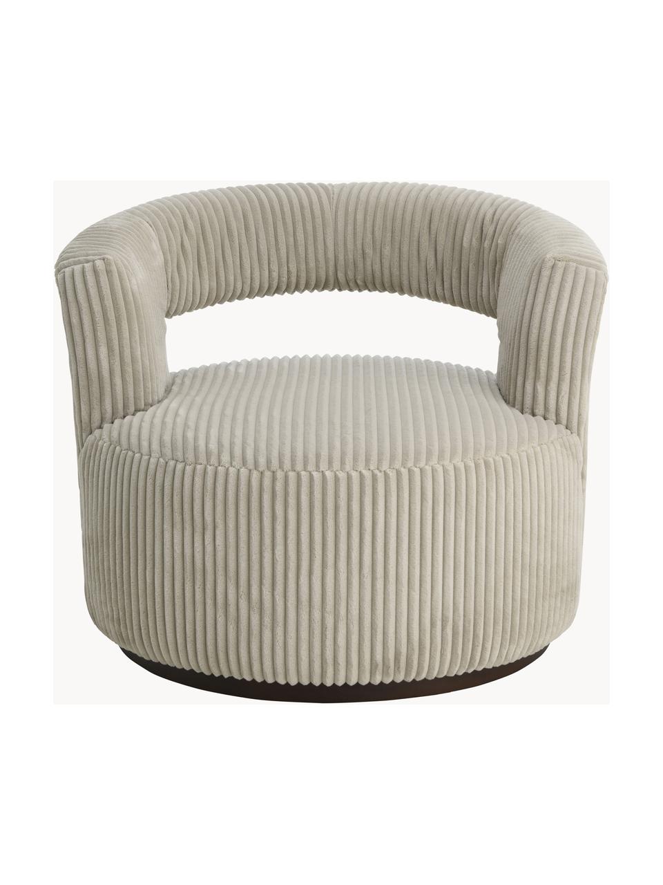 Fauteuil lounge en velours côtelé Jona, Velours côtelé beige, larg. 84 x prof. 80 cm