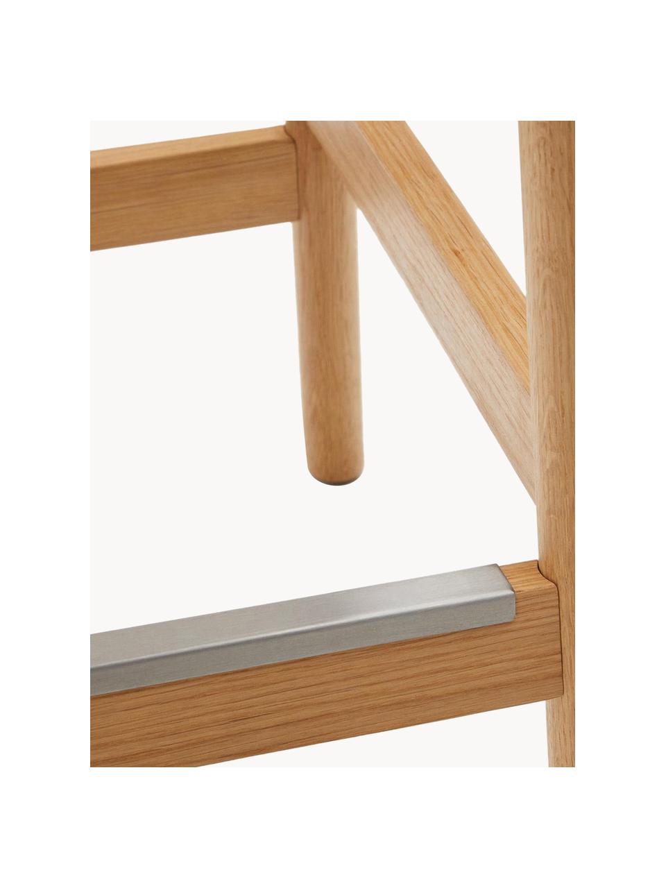 Eichenholz-Hocker Yalia mit geflochtener Sitzfläche, Sitzfläche: Papierseil, Gestell: Eichenholz, lackiert Dies, Beige, Eichenholz hell, B 45 x H 66 cm