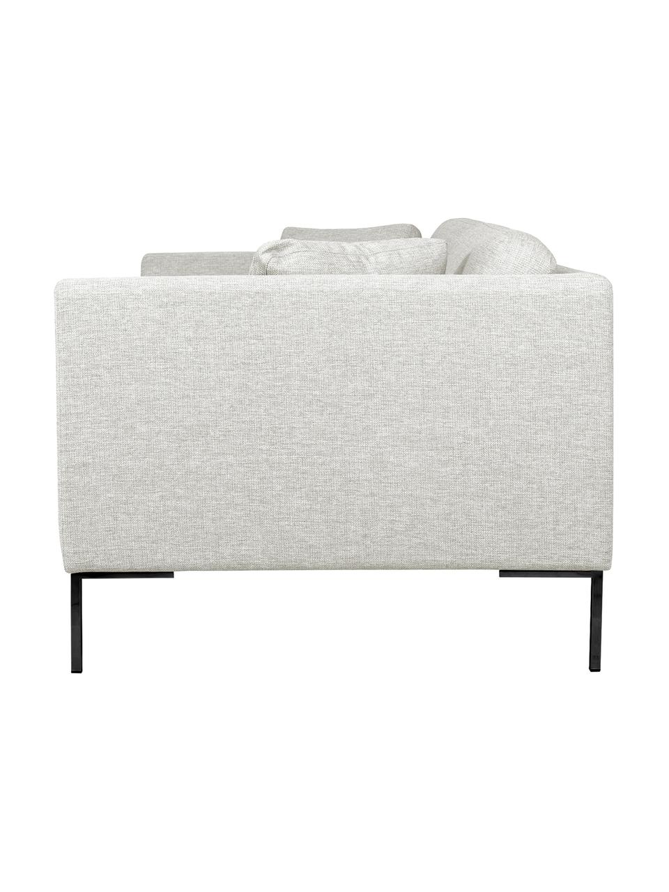 Divano 3 posti con piedini in metallo Emma, Rivestimento: poliestere 100.000 cicli , Struttura: legno di pino massiccio c, Piedini: metallo verniciato a polv, Tessuto bianco crema, Larg. 227 x Prof. 100 cm