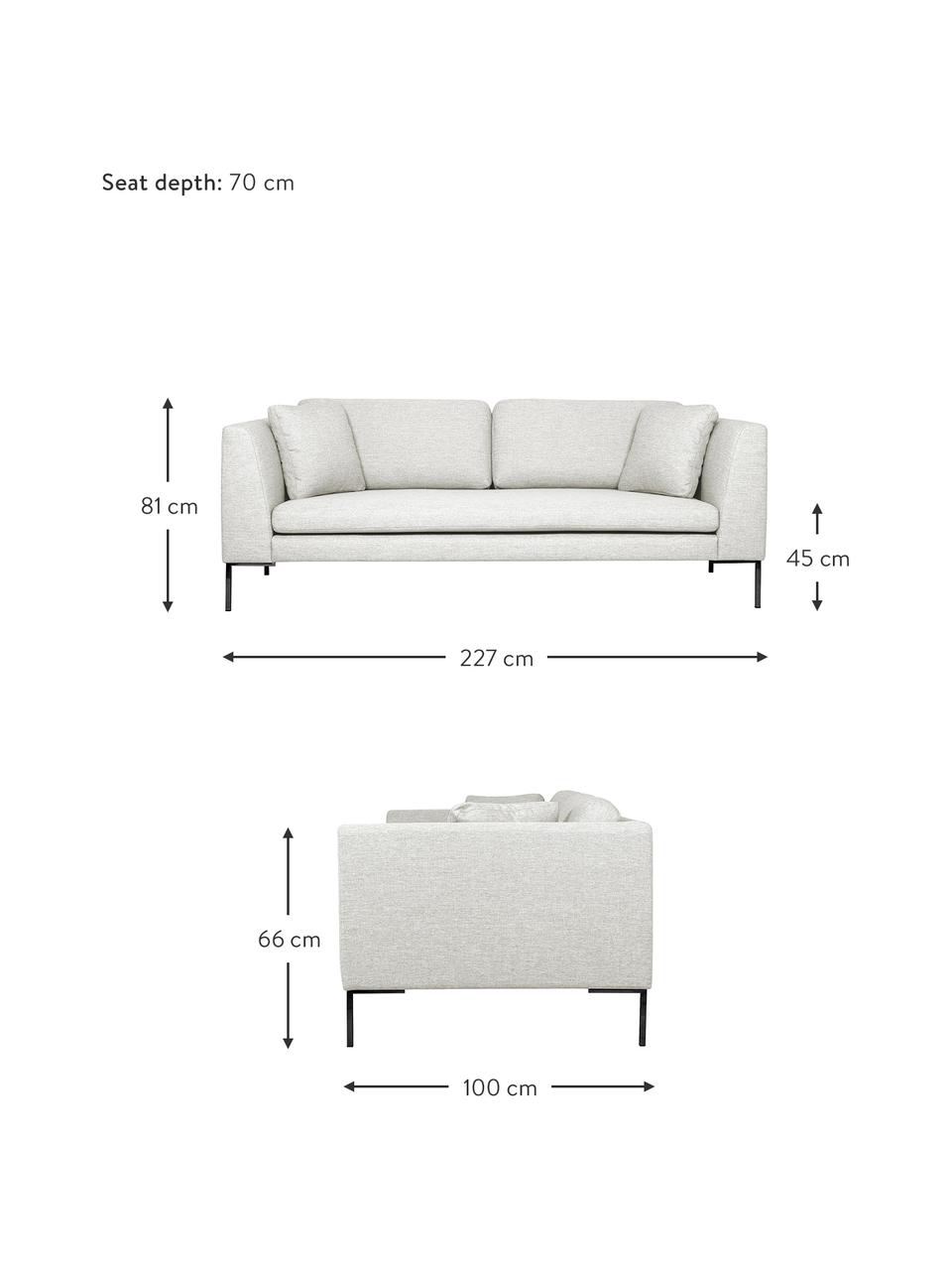 Sofá Emma (3 plazas), Tapizado: poliéster Alta resistenci, Estructura: madera de pino macizo con, Patas: metal con pintura en polv, Tejido blanco crema, An 227 x F 100 cm