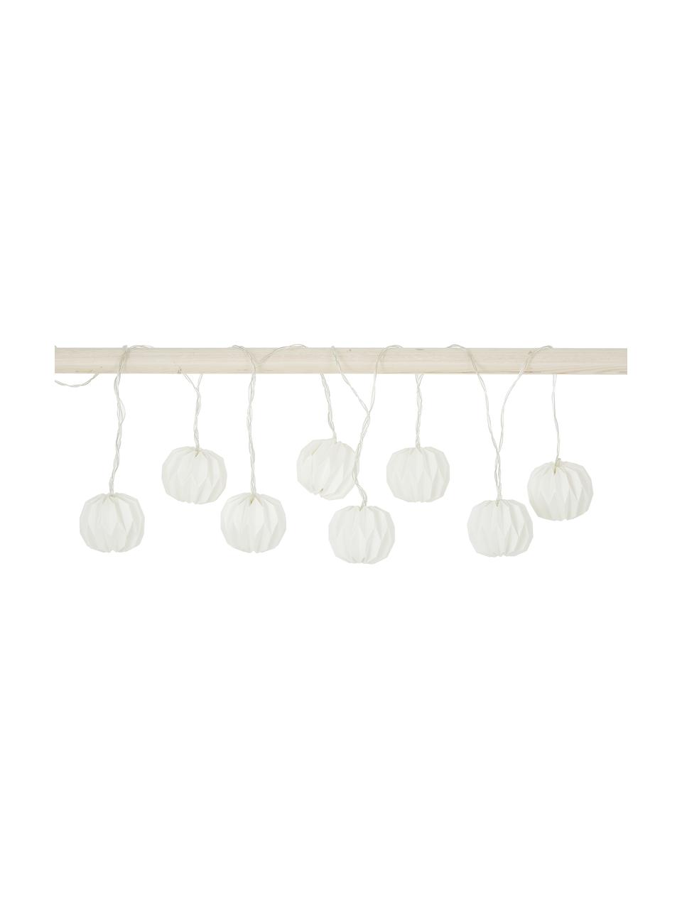 LED-Lichterkette Hanami, 259 cm, 8 Lampions, Papier, Metall, Kunststoff (PVC), Weiss, L 259 cm