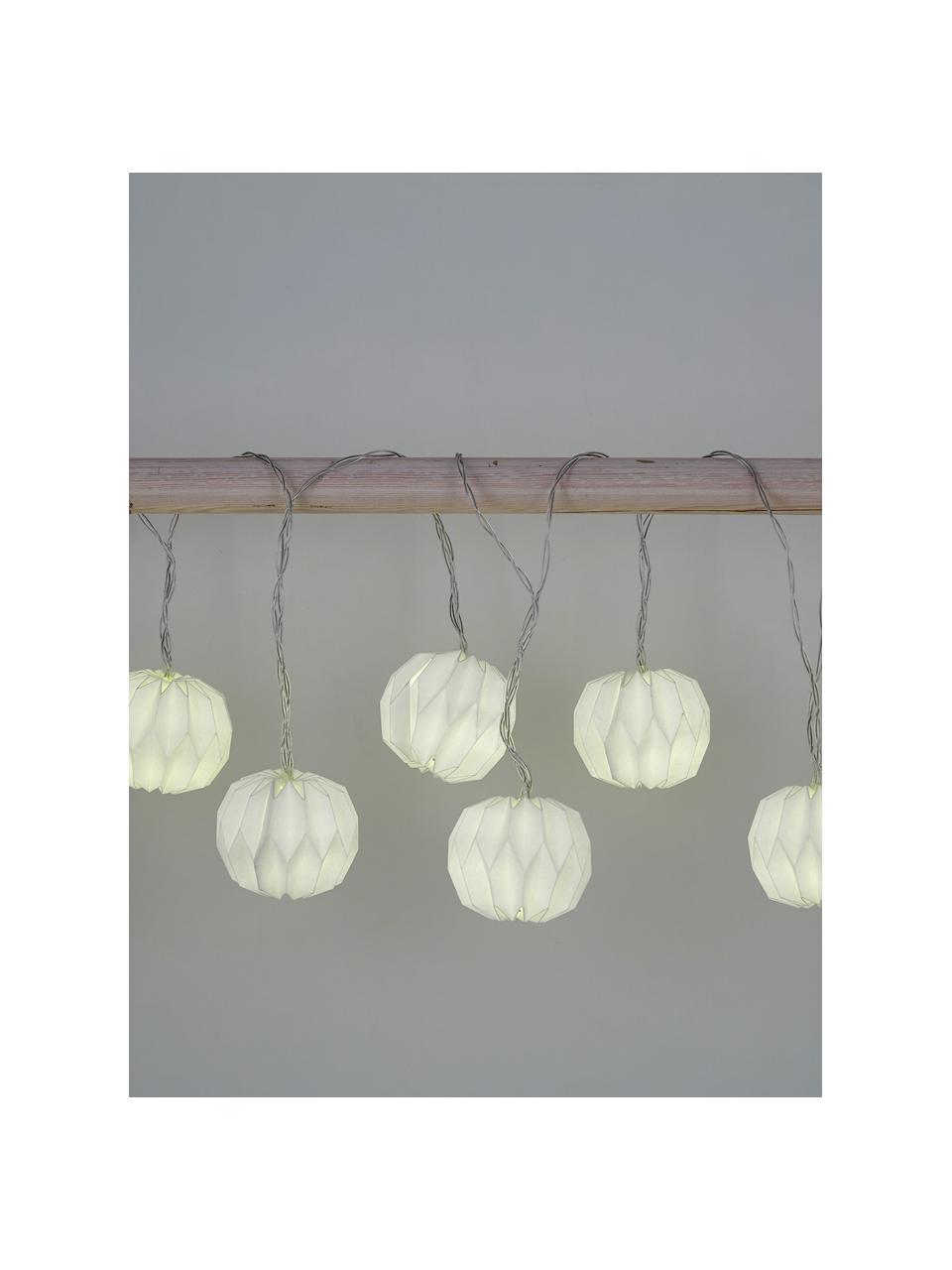 LED-Lichterkette Hanami, 259 cm, 8 Lampions, Papier, Metall, Kunststoff (PVC), Weiß, L 259 cm