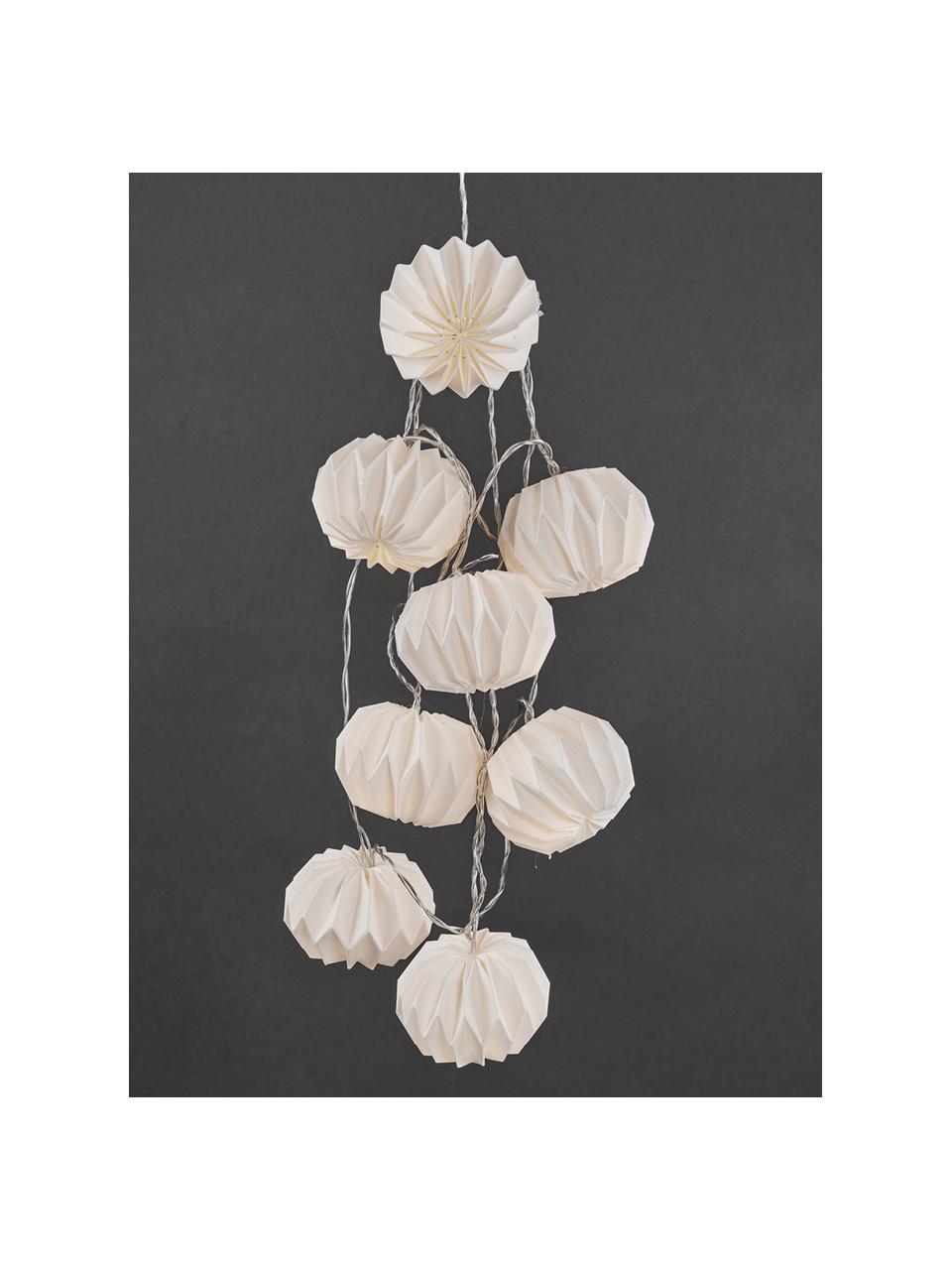 LED-Lichterkette Hanami, 259 cm, 8 Lampions, Papier, Metall, Kunststoff (PVC), Weiss, L 259 cm