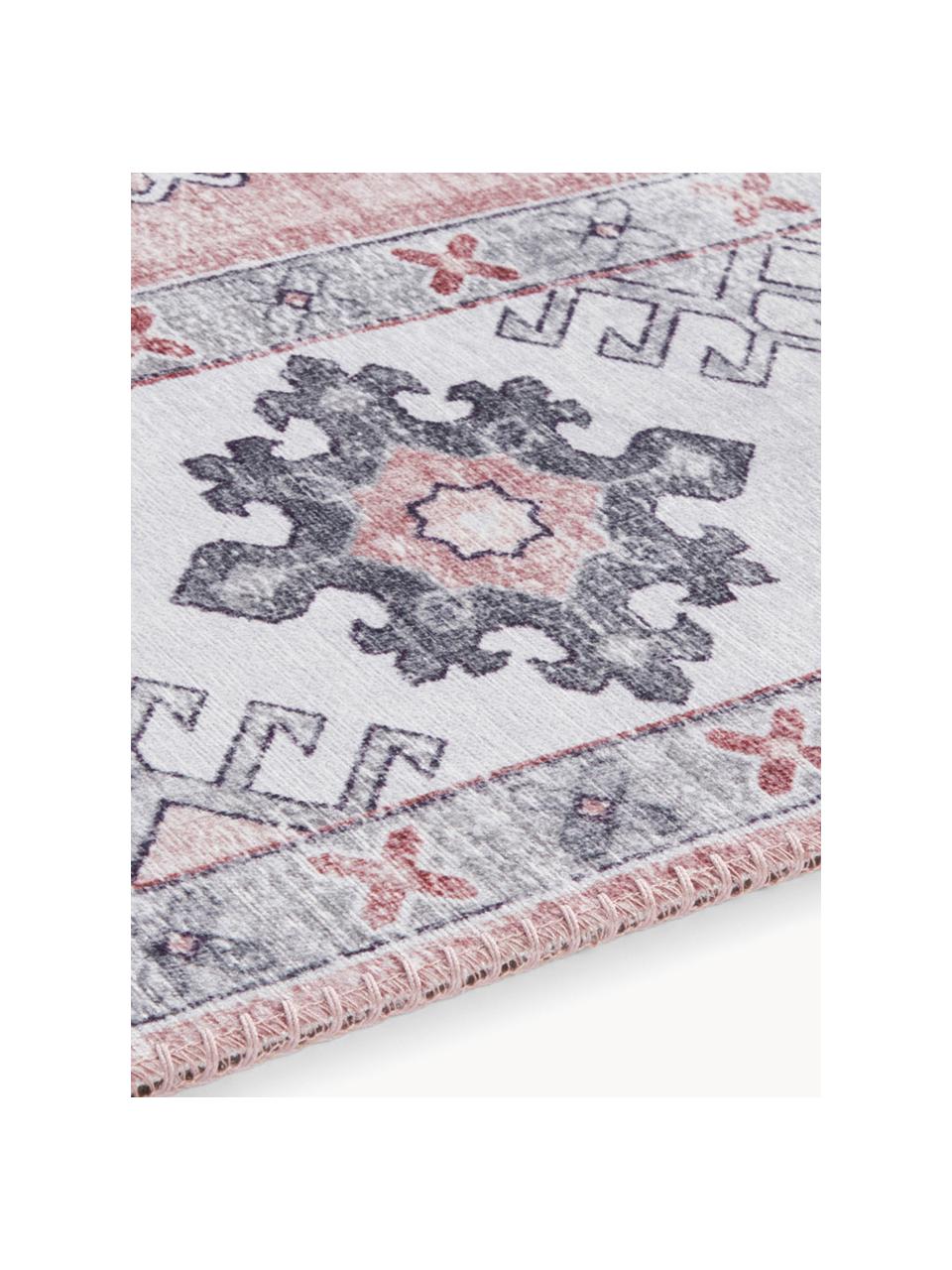 Běhoun ve vintage stylu Gratia, 100 % polyester, Odstíny růžové a šedé, Š 160 cm, D 230 cm (velikost M)