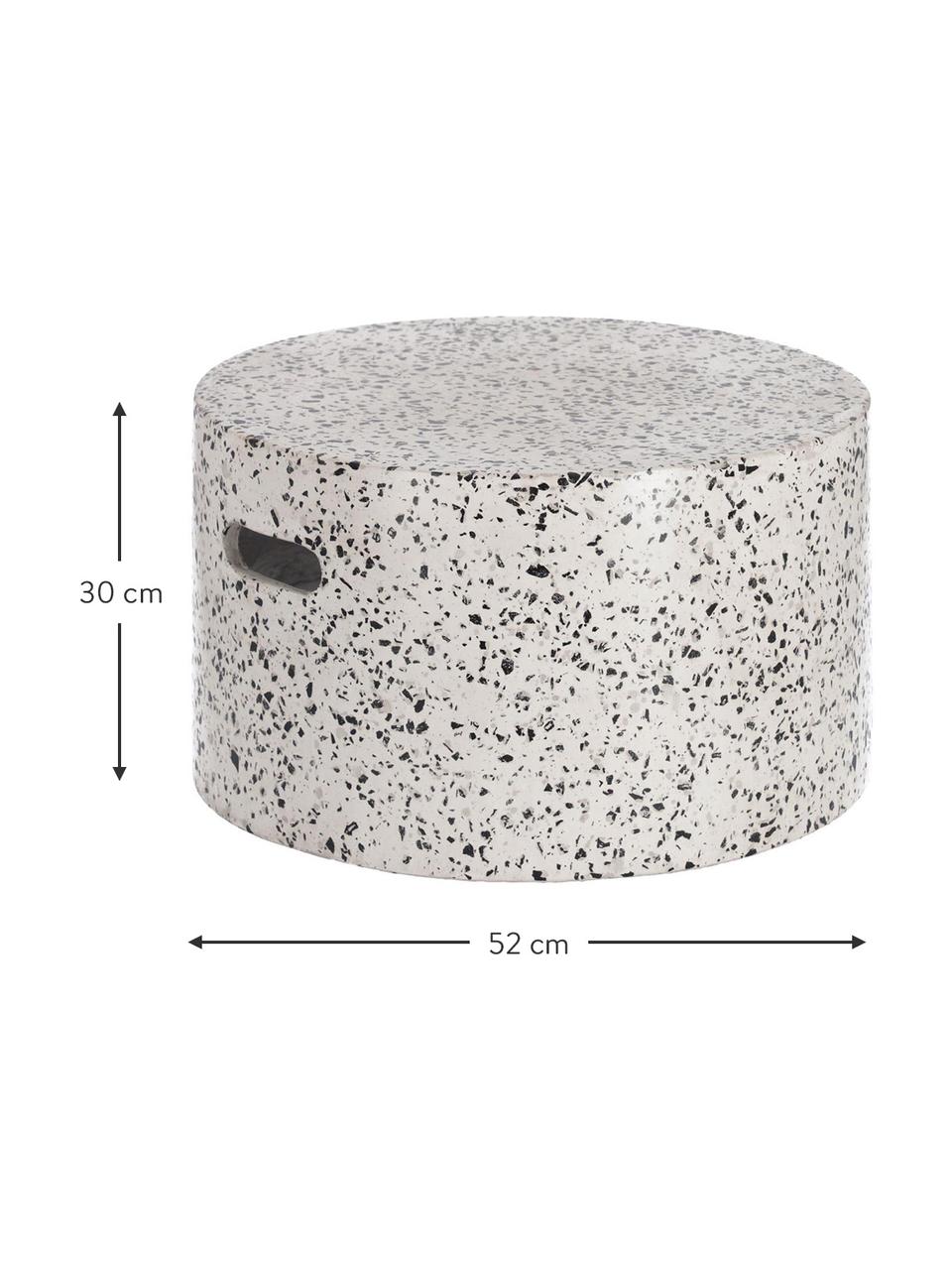 Tuintafel Janell van terrazzo, Cementvezel, Wit, zwart, Ø 52 cm, H 30 cm