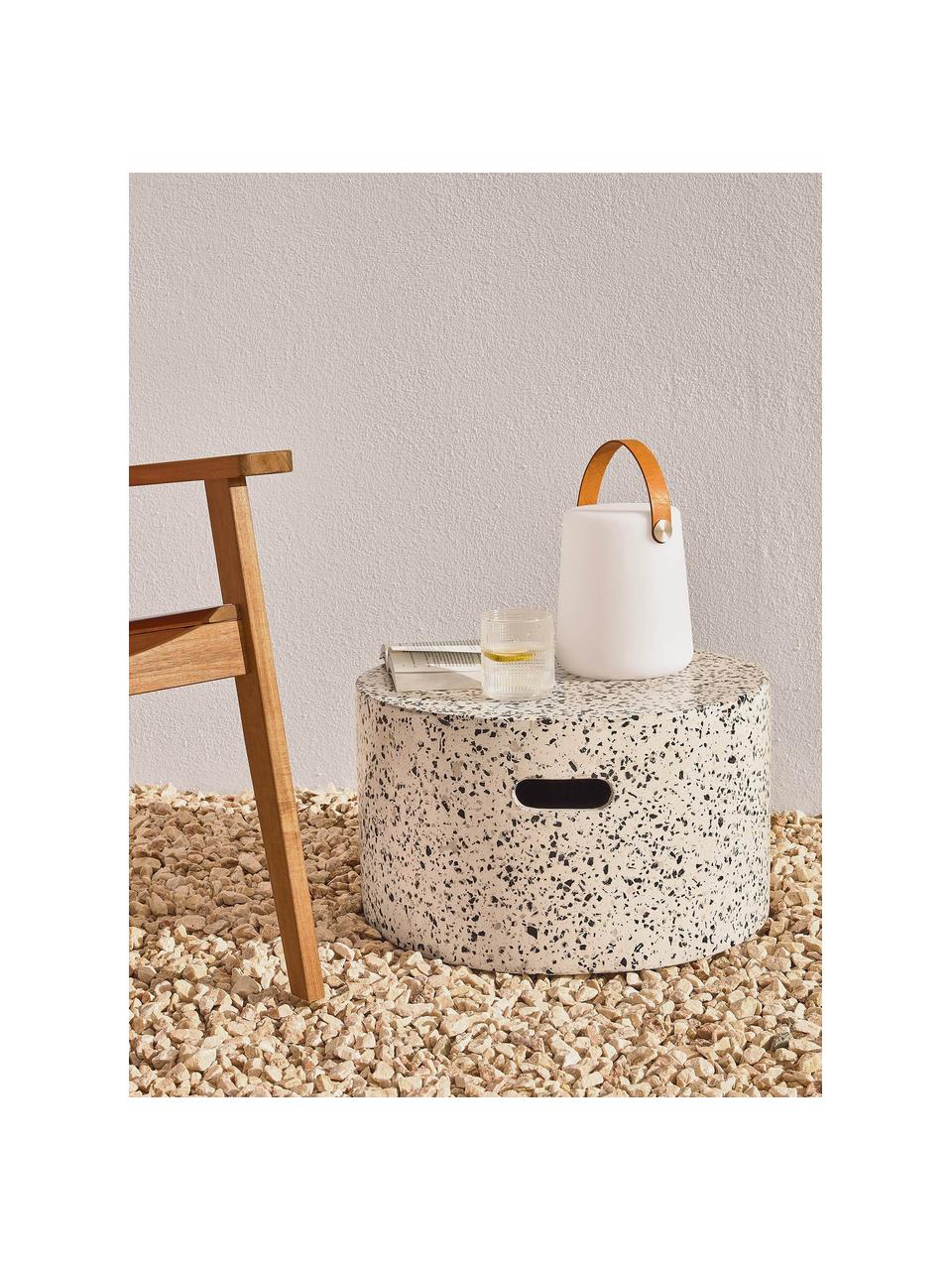 Garten-Couchtisch Janell aus Terrazzo, Zementfaser, Weiß, Schwarz, Ø 52 cm, H 30 cm