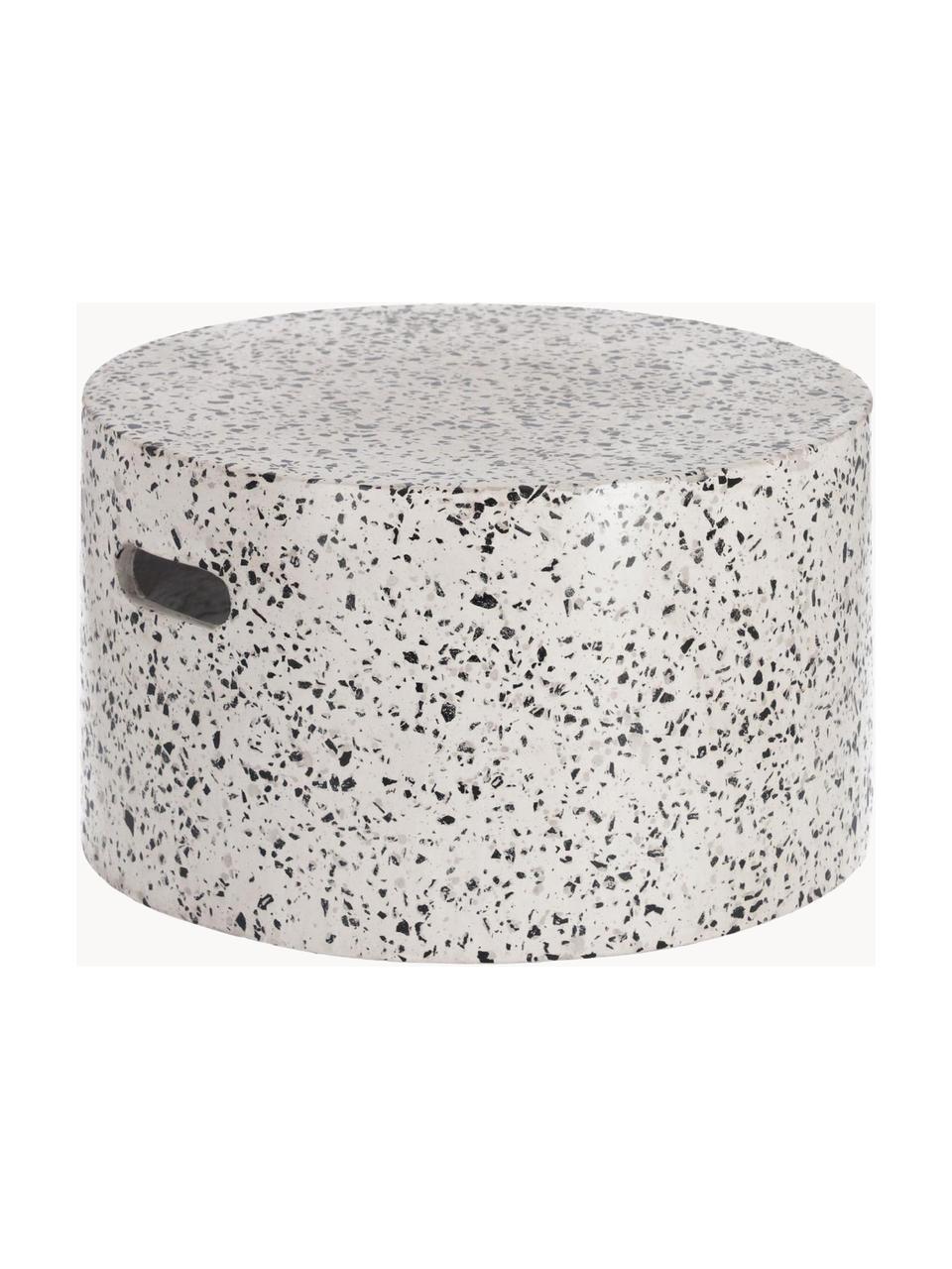 Tuintafel Janell van terrazzo, Cementvezel, Wit, zwart, Ø 52 cm, H 30 cm
