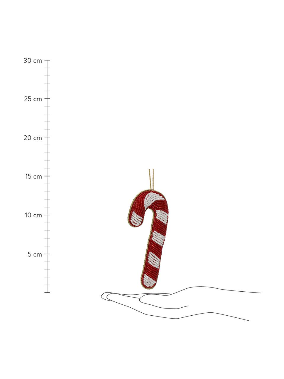 Addobbo per albero con perline Candy Cane, Perline di plastica, Rosso, bianco, Larg. 3 x Alt. 13 cm