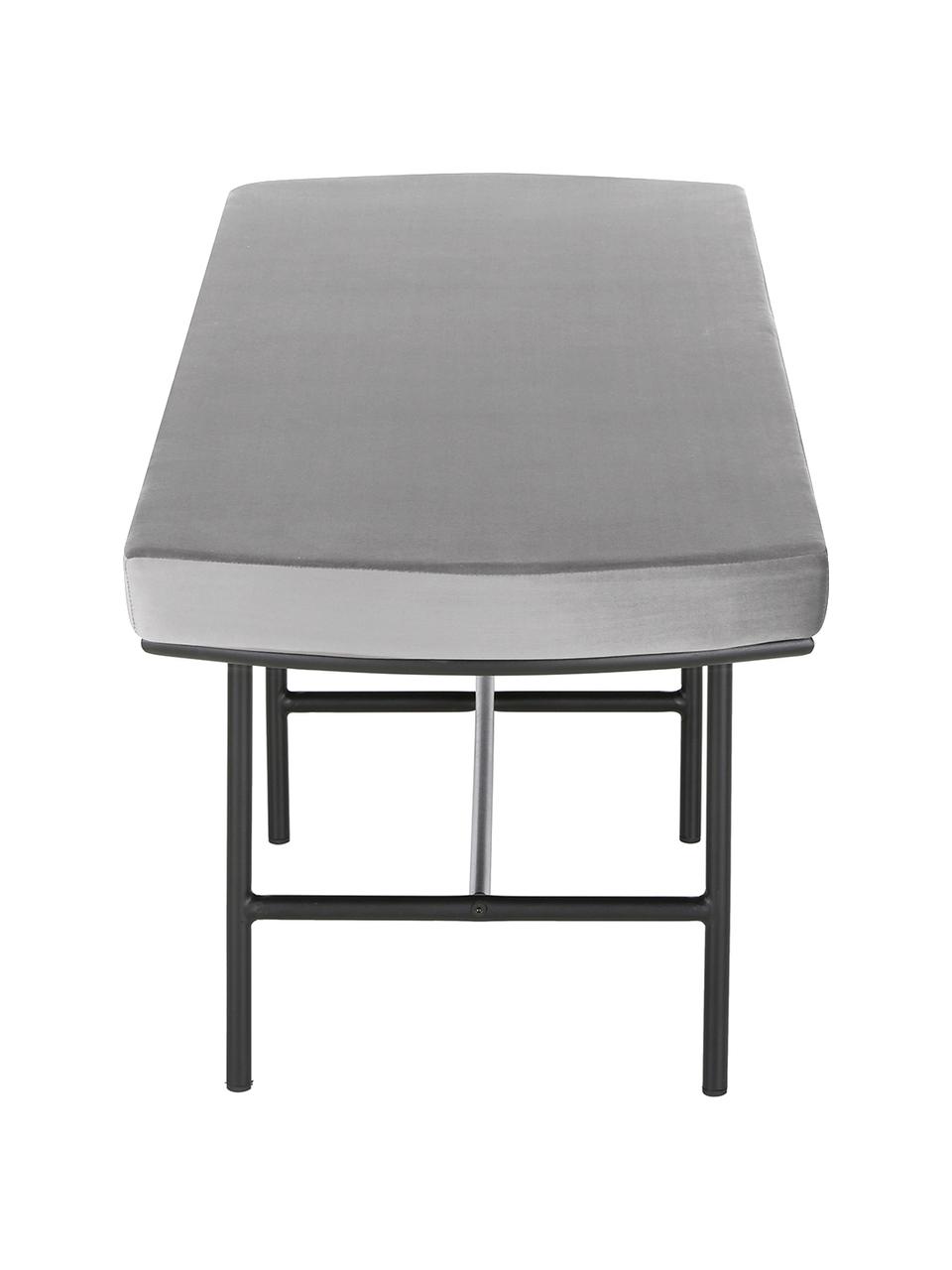 Samt-Sitzbank Jasper, Bezug: Samt (Polyester) 20.000 S, Beine: Metall, pulverbeschichtet, Grau, 160 x 45 cm