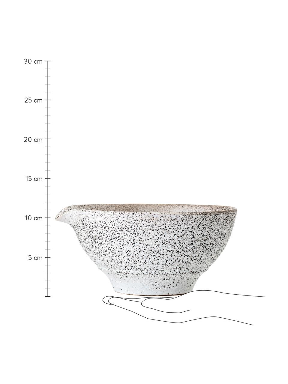 Handgemachte Salatschüssel Thea mit reaktiver Glasur, Steingut, Cremefarben, gesprenkelt, Ø 25 x H 12 cm