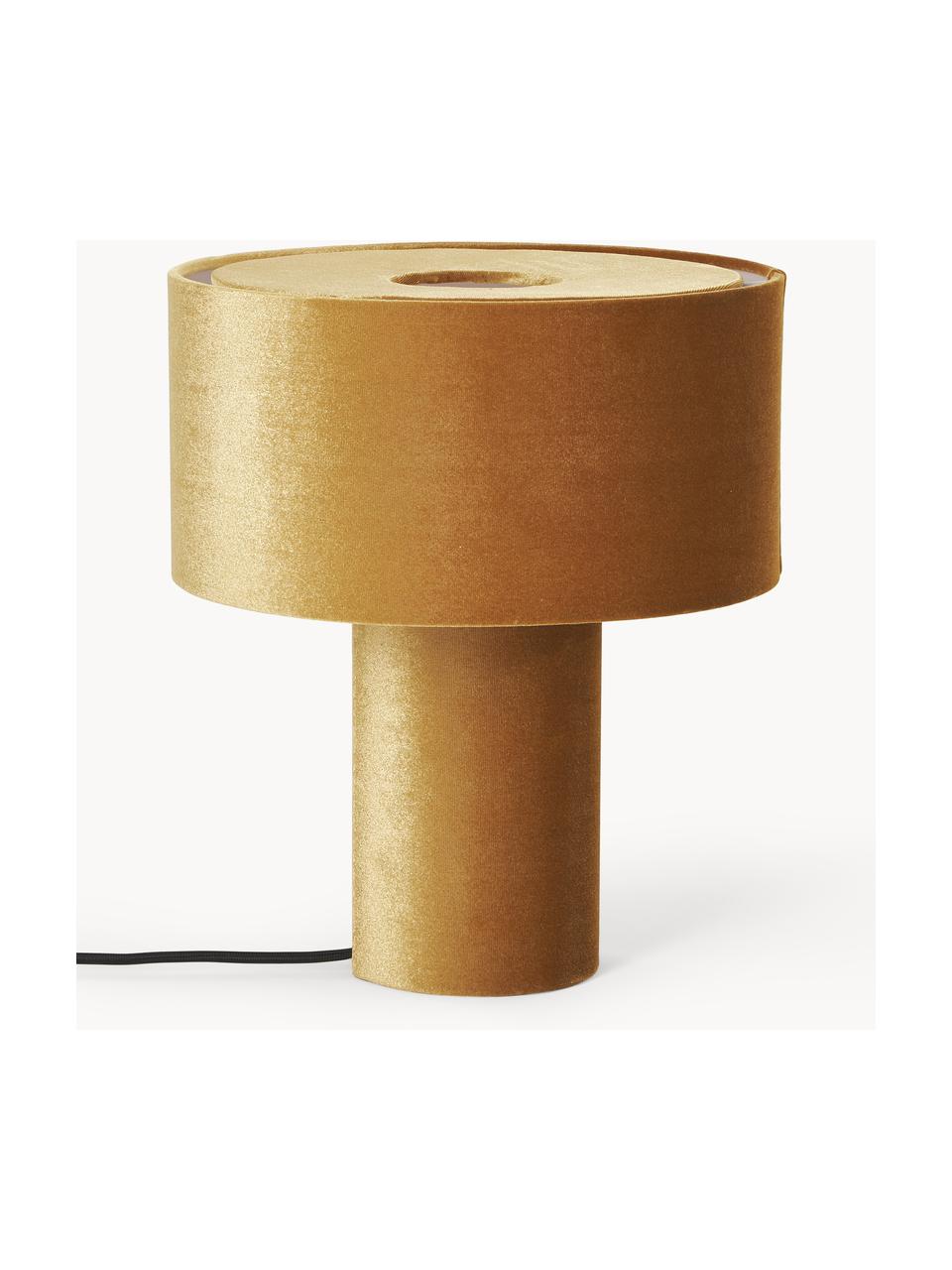 Sametová stolní lampa Ron, Hořčičná žlutá, Ø 30 cm, V 35 cm