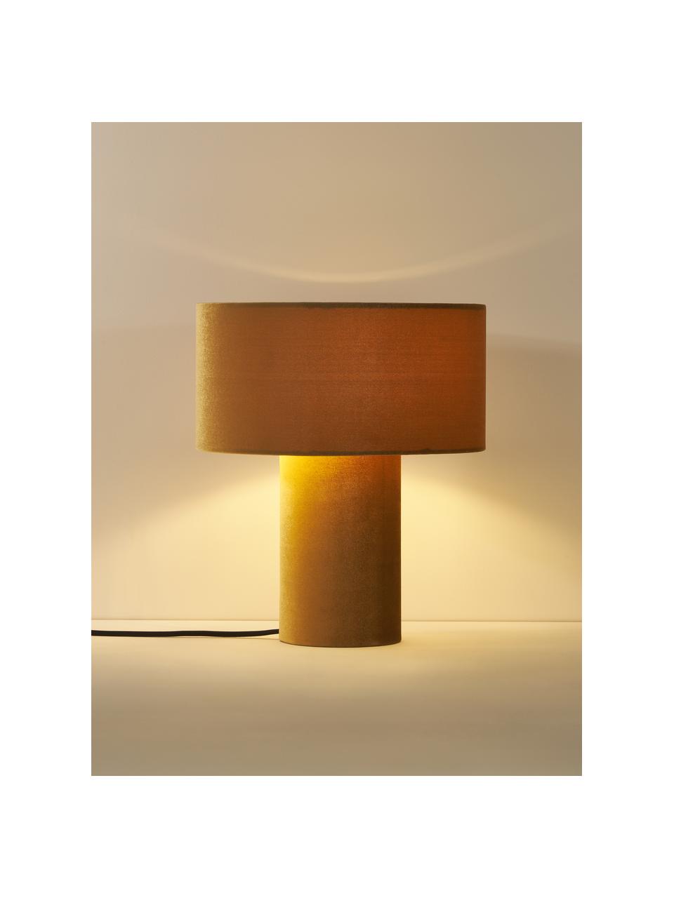 Samt-Tischlampe Ron, Lampenfuß: Kunststoff mit Samtbezug, Lampenschirm: Samt, Samt Senfgelb, Ø 30 x H 35 cm