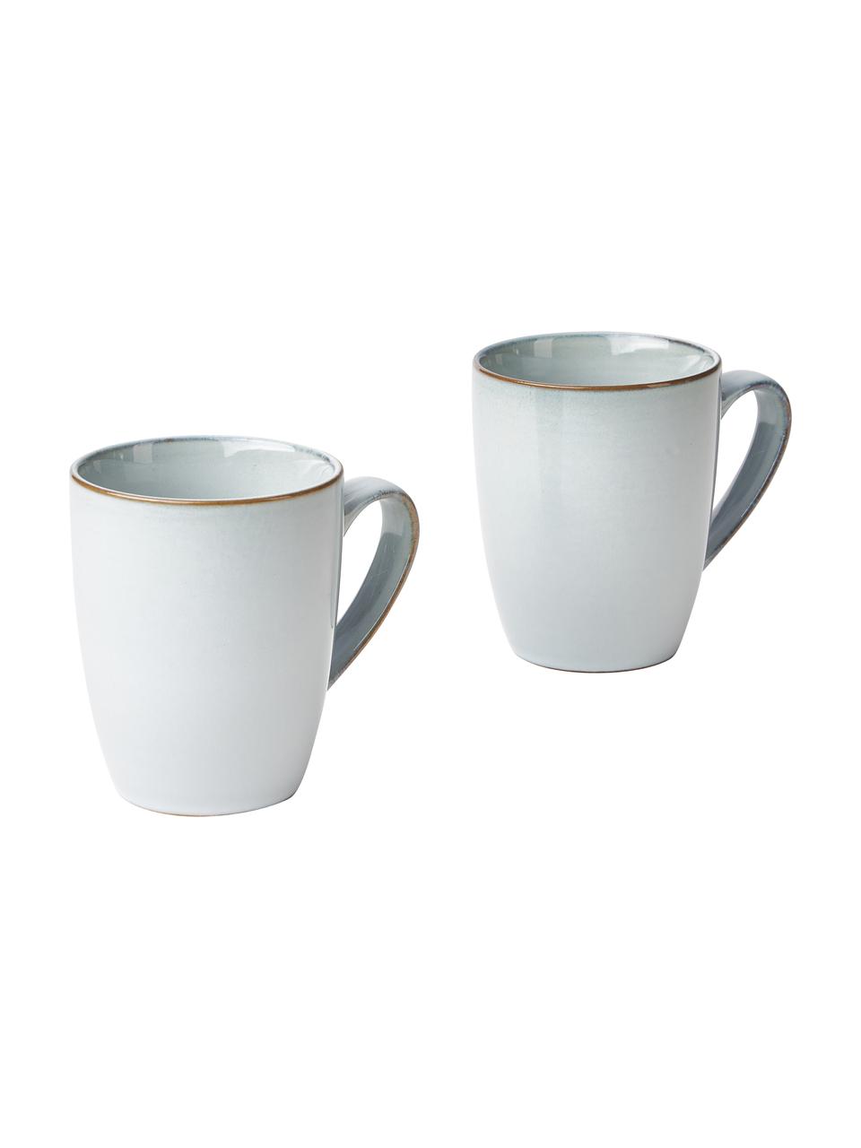 Tazas artesanales de gres Thalia, 2 uds., Gres, Azul, Ø 9 x Al 11 cm
