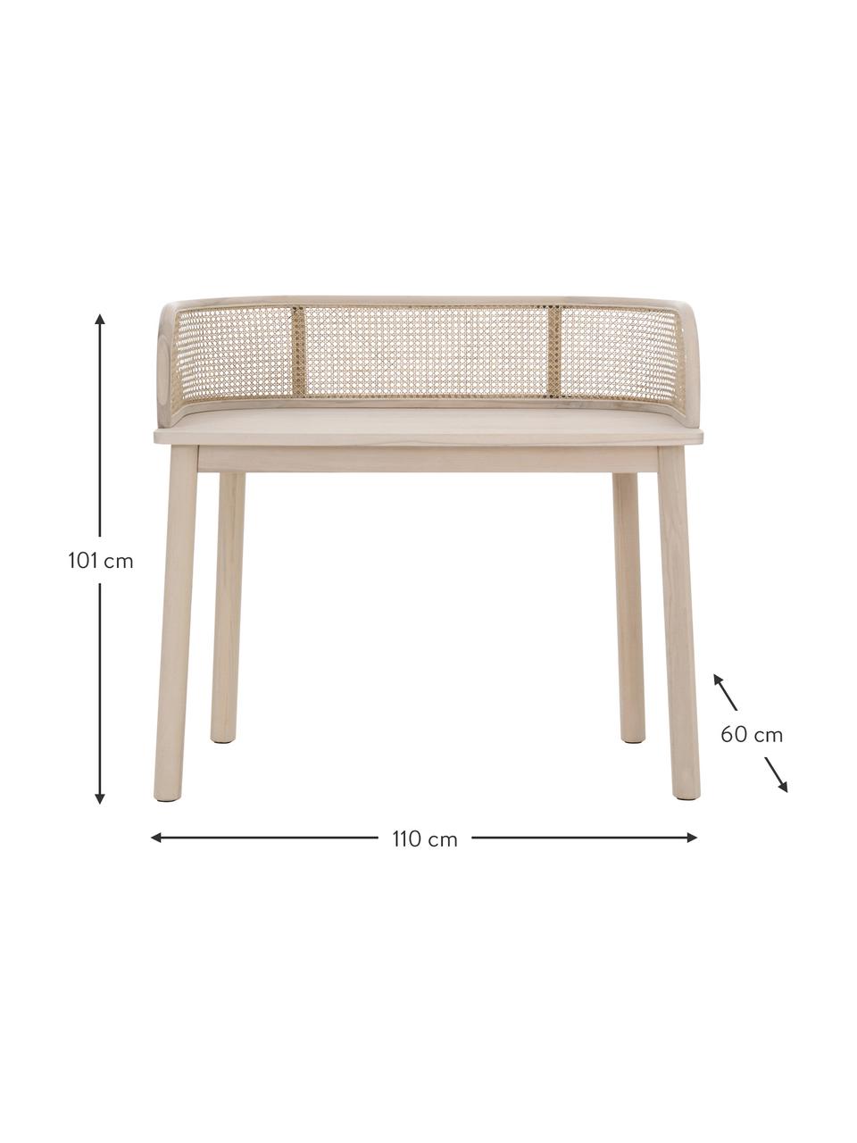 Houten bureau Vessi met Weens vlechtwerk, Tafelblad: vezelplaat van gemiddelde, Berkenhout, B 110 cm x D 60 cm