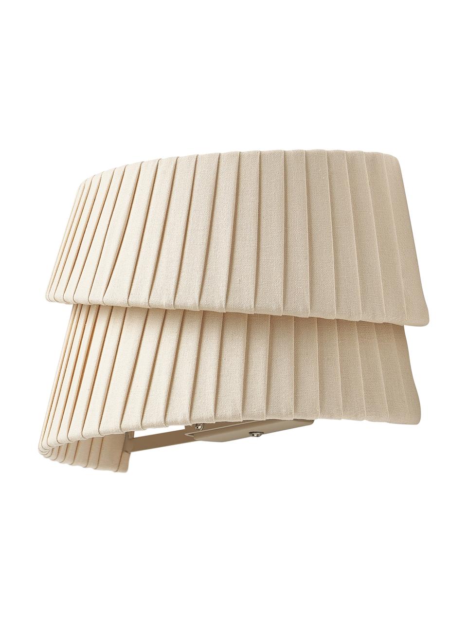 Aplique con pantala asimetrica Nyla, Pantalla: lino, Estructura: metal con pintura en polv, Beige, An 26 x Al 15 cm