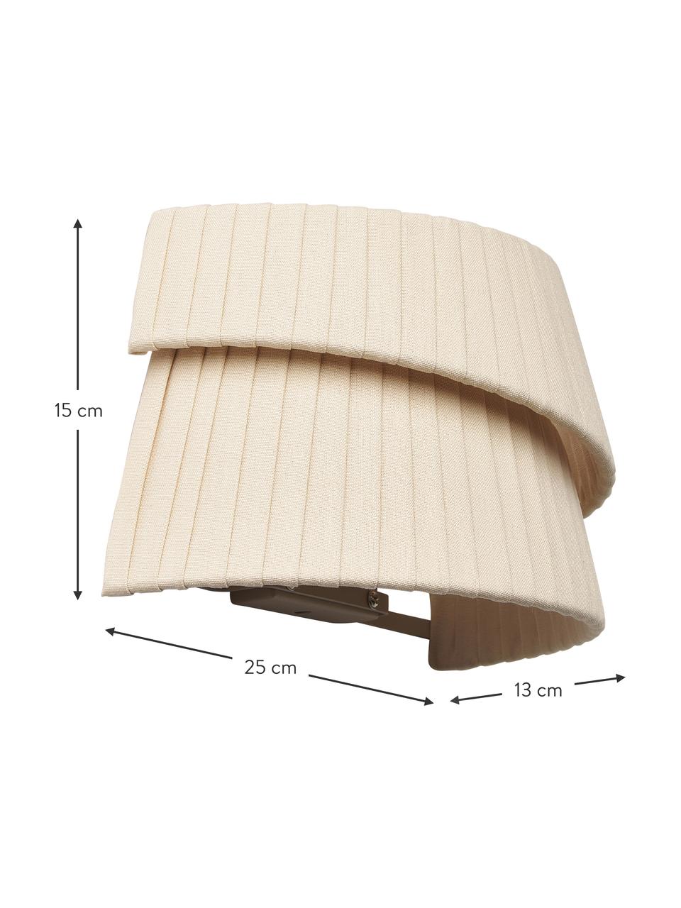 Wandlamp Nyla met asymmetrische lampenkap, Lampenkap: linnen, Beige, B 26 x H 15 cm