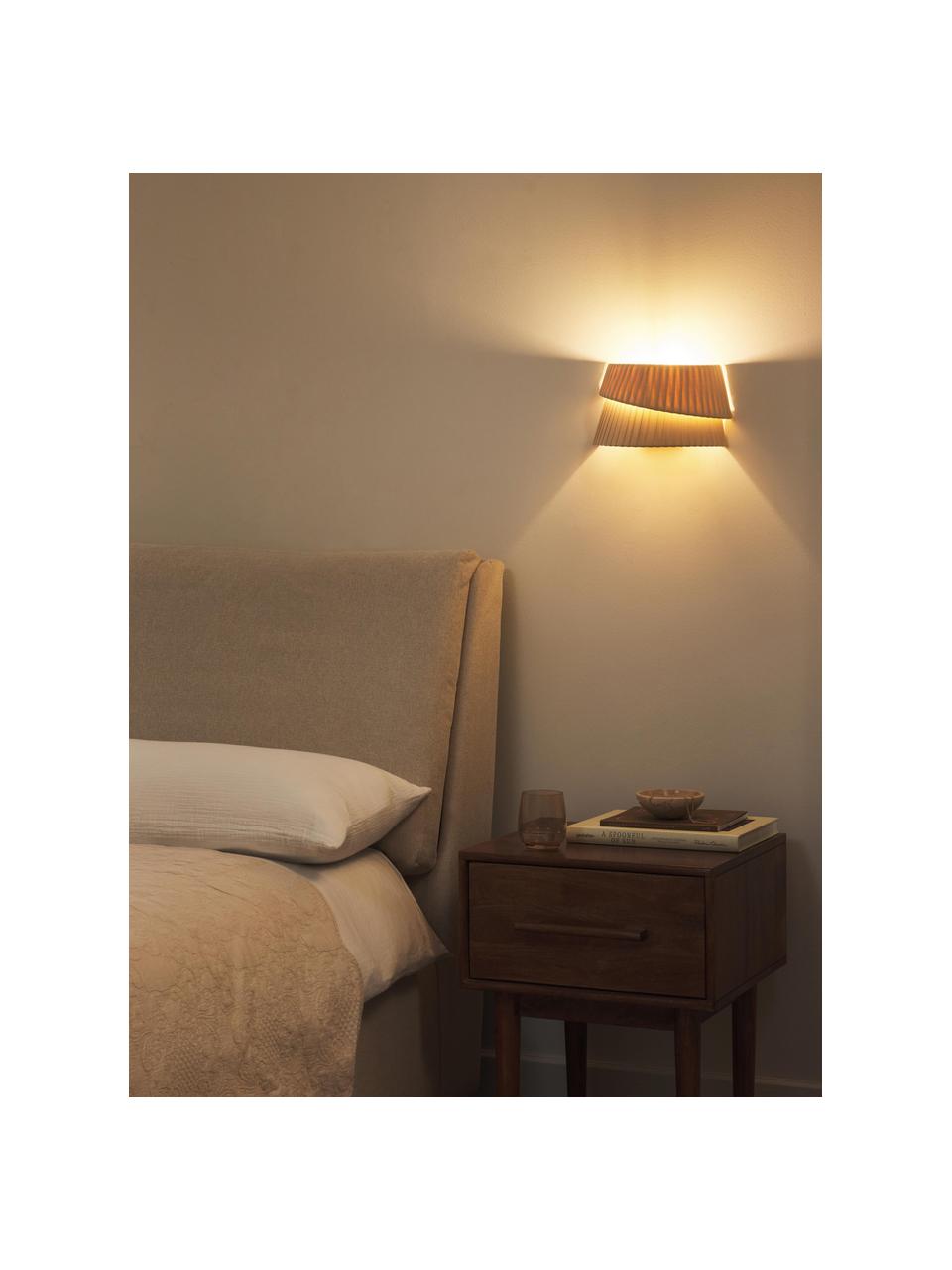Wandlamp Nyla met asymmetrische lampenkap, Lampenkap: linnen, Beige, B 26 x H 15 cm