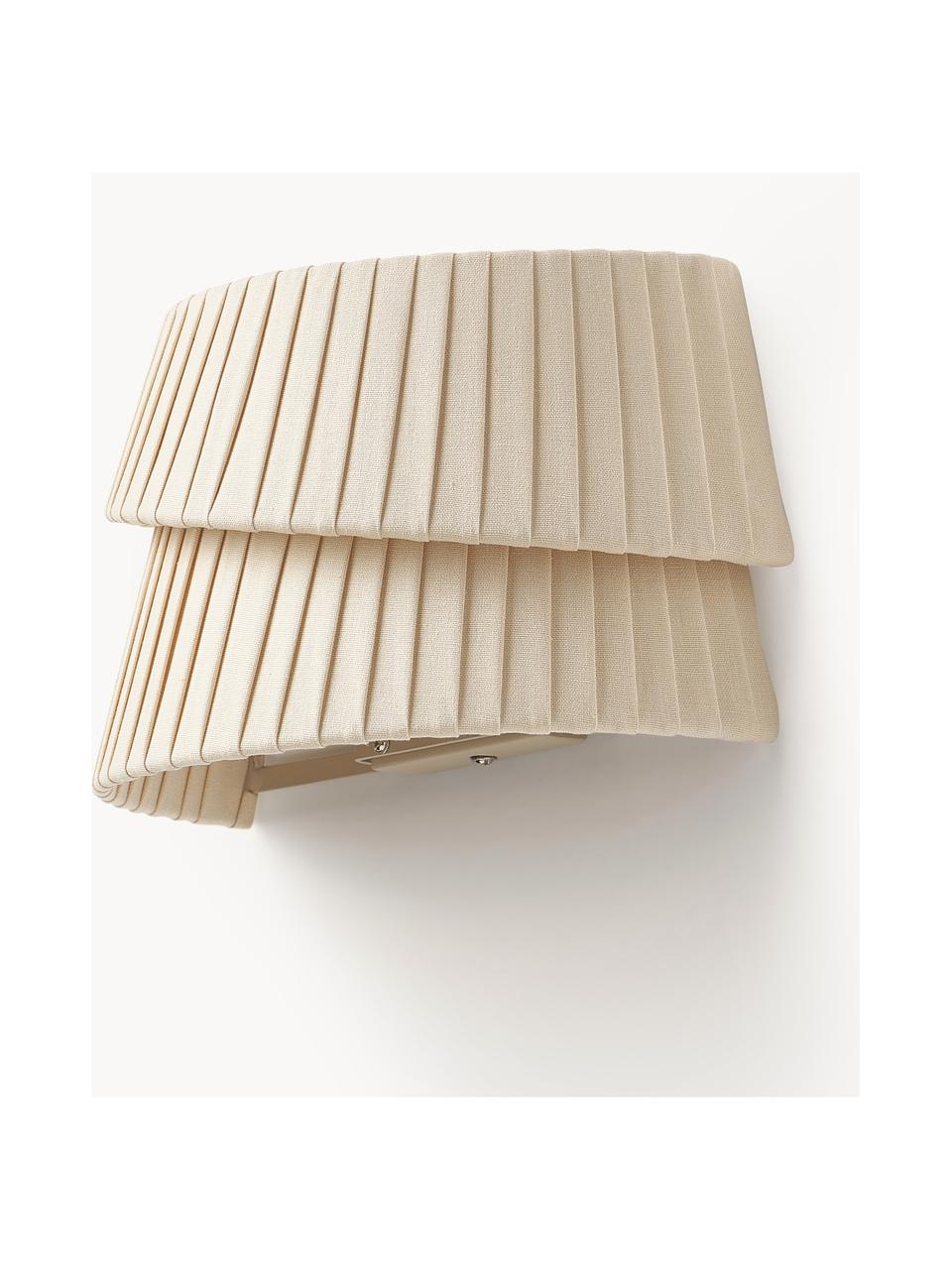 Wandlamp Nyla met asymmetrische lampenkap, Lampenkap: linnen, Beige, B 26 x H 15 cm