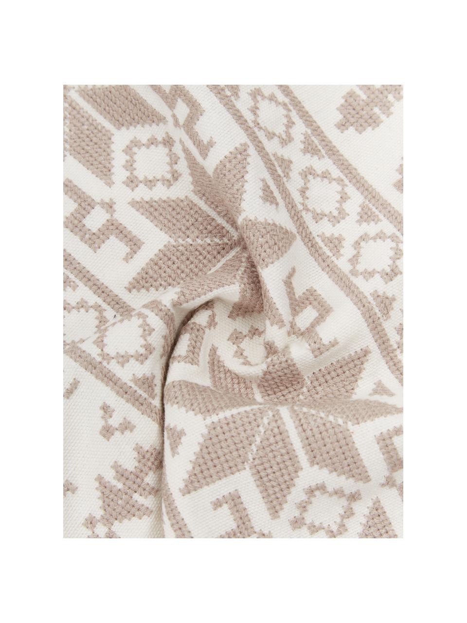 Vyšívaný poťah na vankúš s nórskym vzorom Orkney, 100 % bavlna, Béžová, krémovobiela, Š 45 x D 45 cm