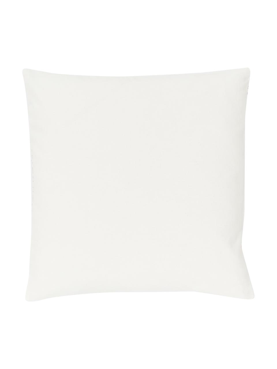 Bestickte Kissenhülle Orkney mit norwegischer Ziernaht, 100 % Baumwolle, Beige, Cremeweiß, B 45 x L 45 cm