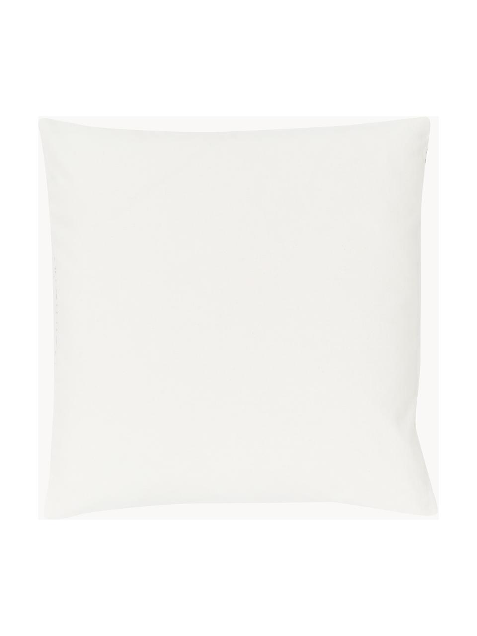 Housse de coussin 45x45 brodée à motif norvégien Orkney, 100 % coton, Beige, blanc crème, larg. 45 x long. 45 cm