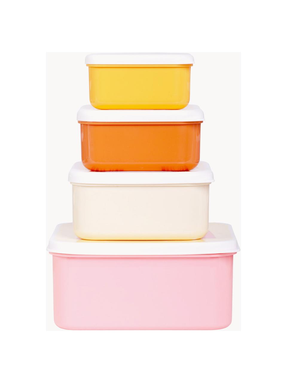 Set 4 scatole per la merenda per bambini Rainbows, Plastica, Giallo chiaro, rosa chiaro, multicolore, Set in varie misure