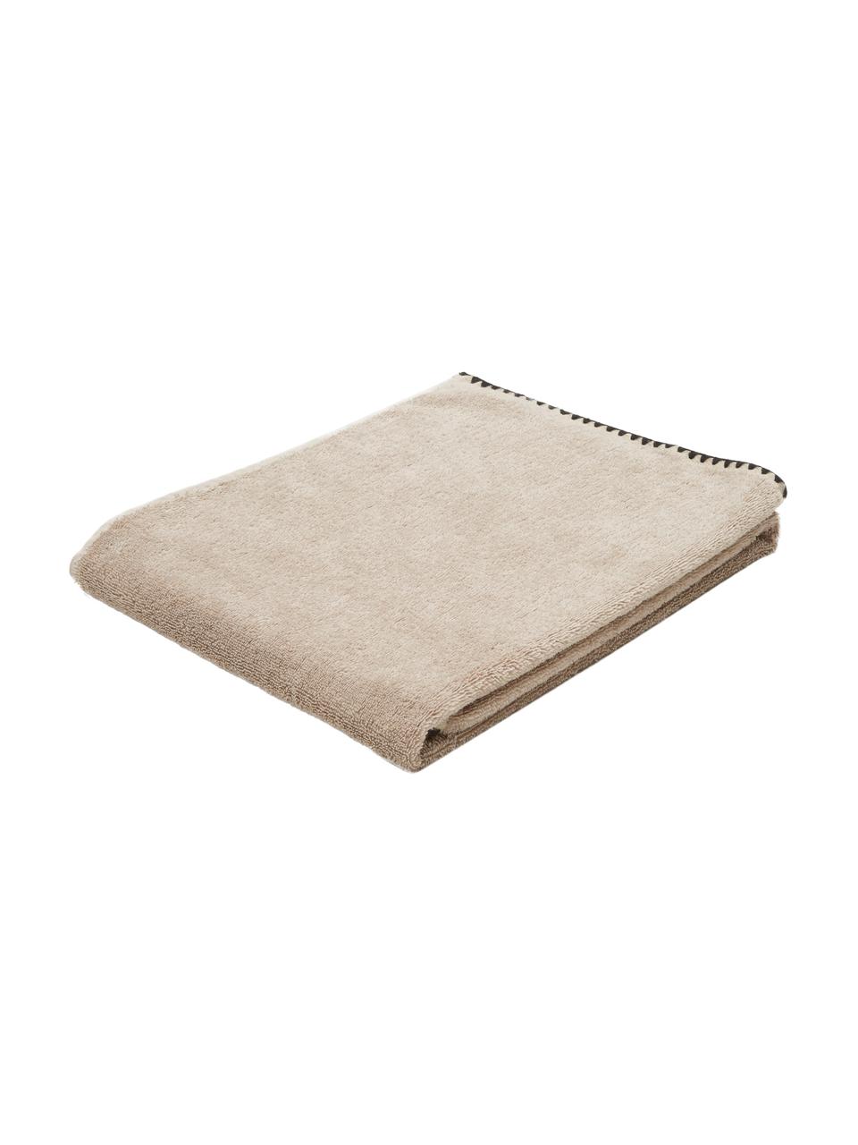 Handtuch Issey in verschiedenen Größen, mit bestickter Borte, Beige, Schwarz, Duschtuch, B 70 x L 130 cm