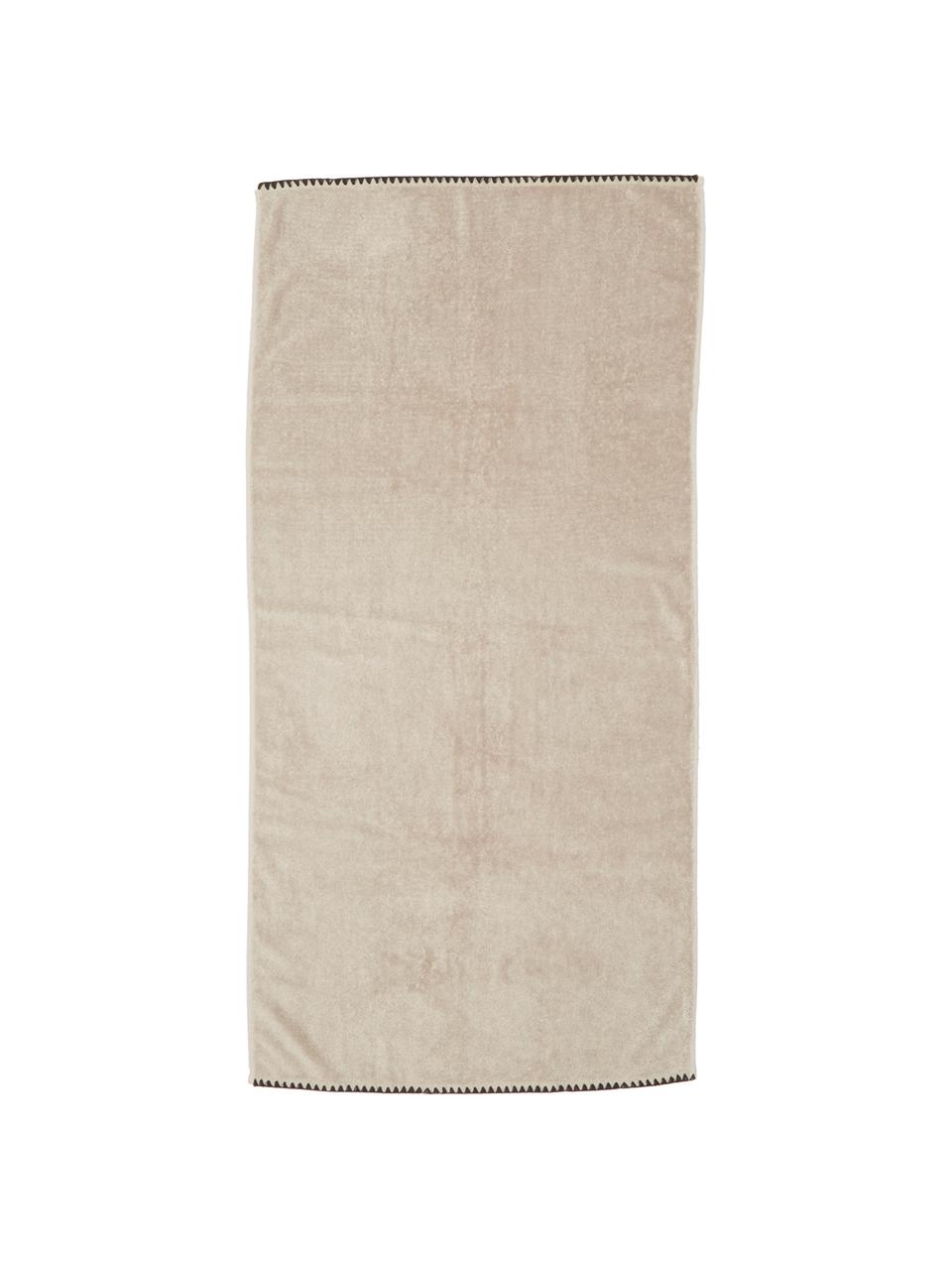 Handtuch Issey in verschiedenen Größen, mit bestickter Borte, Beige, Schwarz, Duschtuch, B 70 x L 130 cm