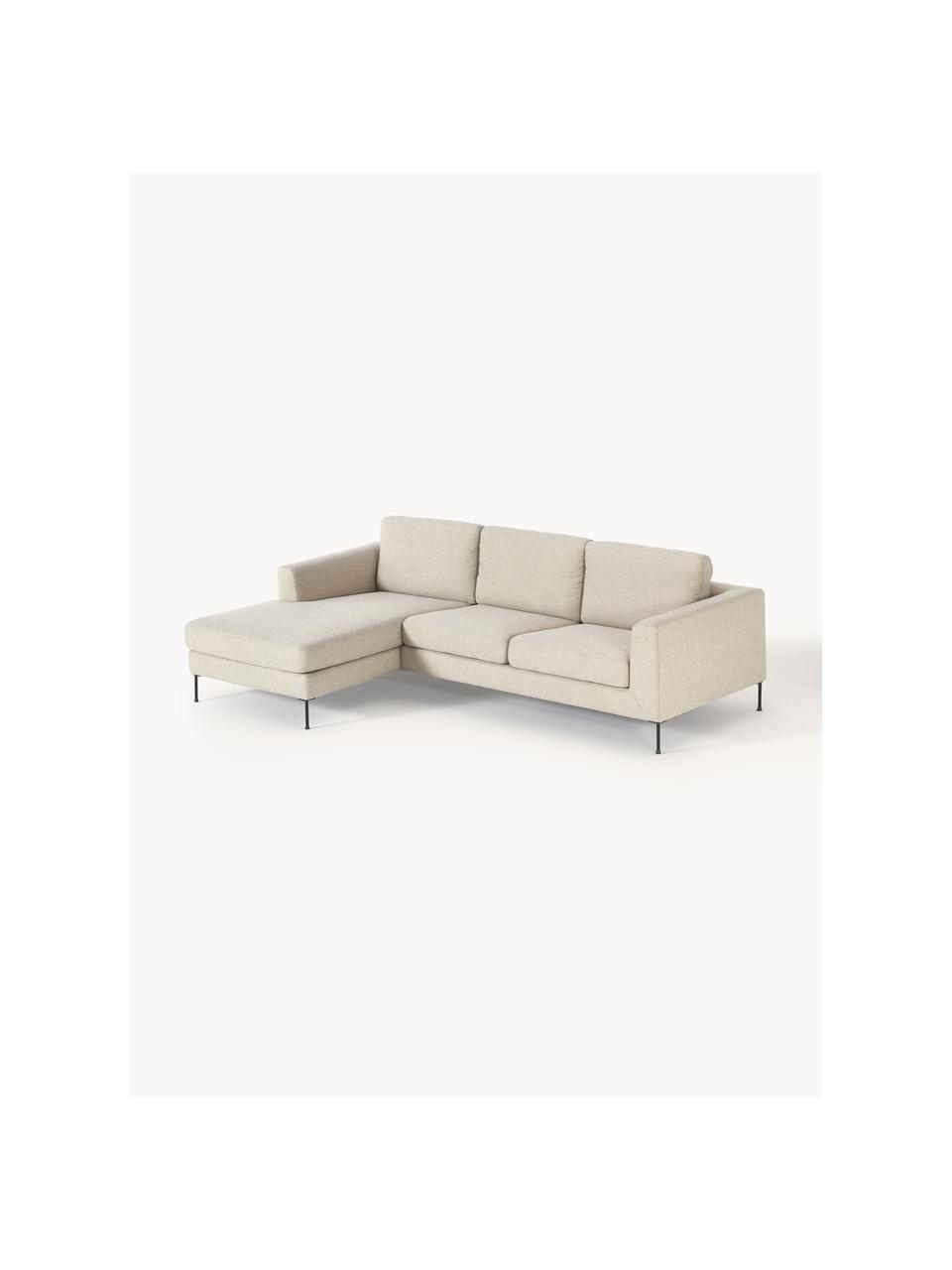 Ecksofa Cucita (3-Sitzer), Bezug: Webstoff (100% Polyester), Gestell: Massives Kiefernholz, Füße: Metall, lackiert Dieses P, Webstoff Hellbeige, B 262 x T 163 cm, Eckteil links